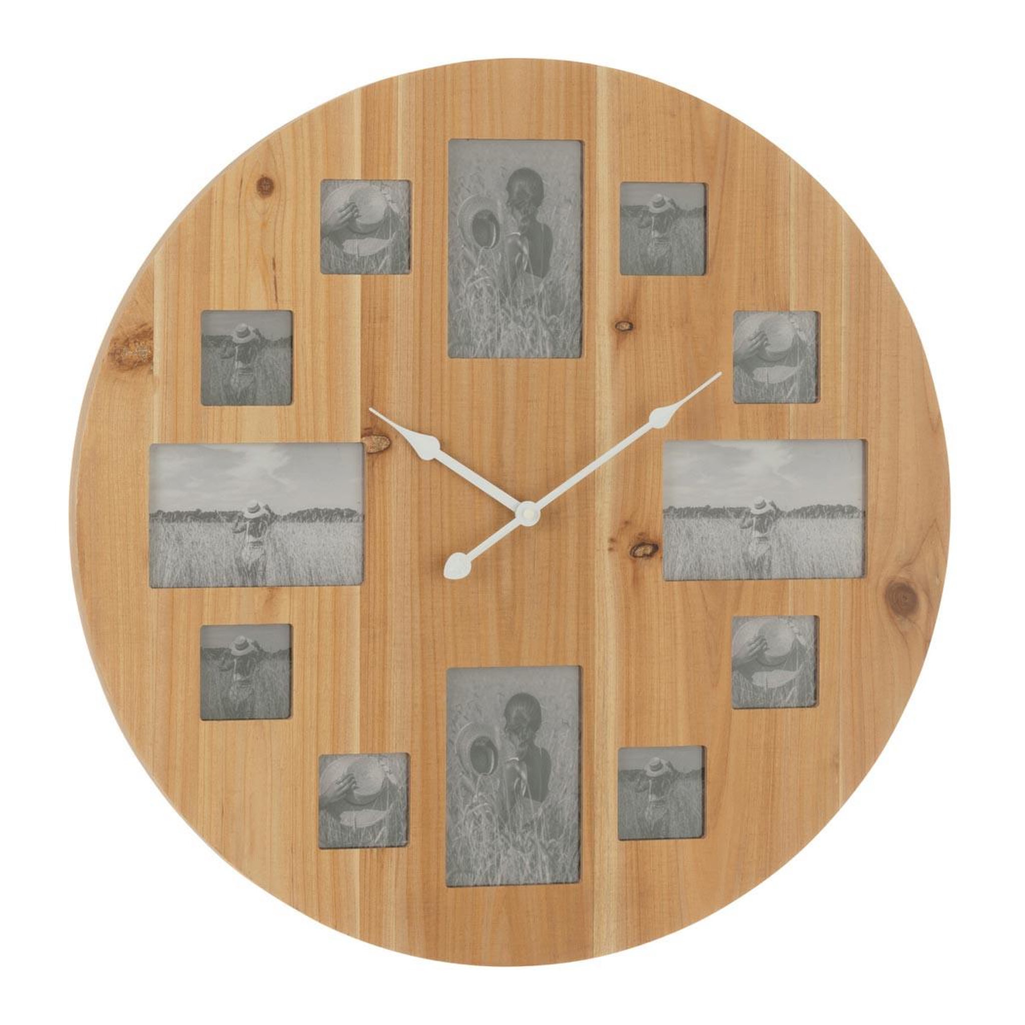 J-LINE Horloge murale 12 photos  juliette  60cm naturel