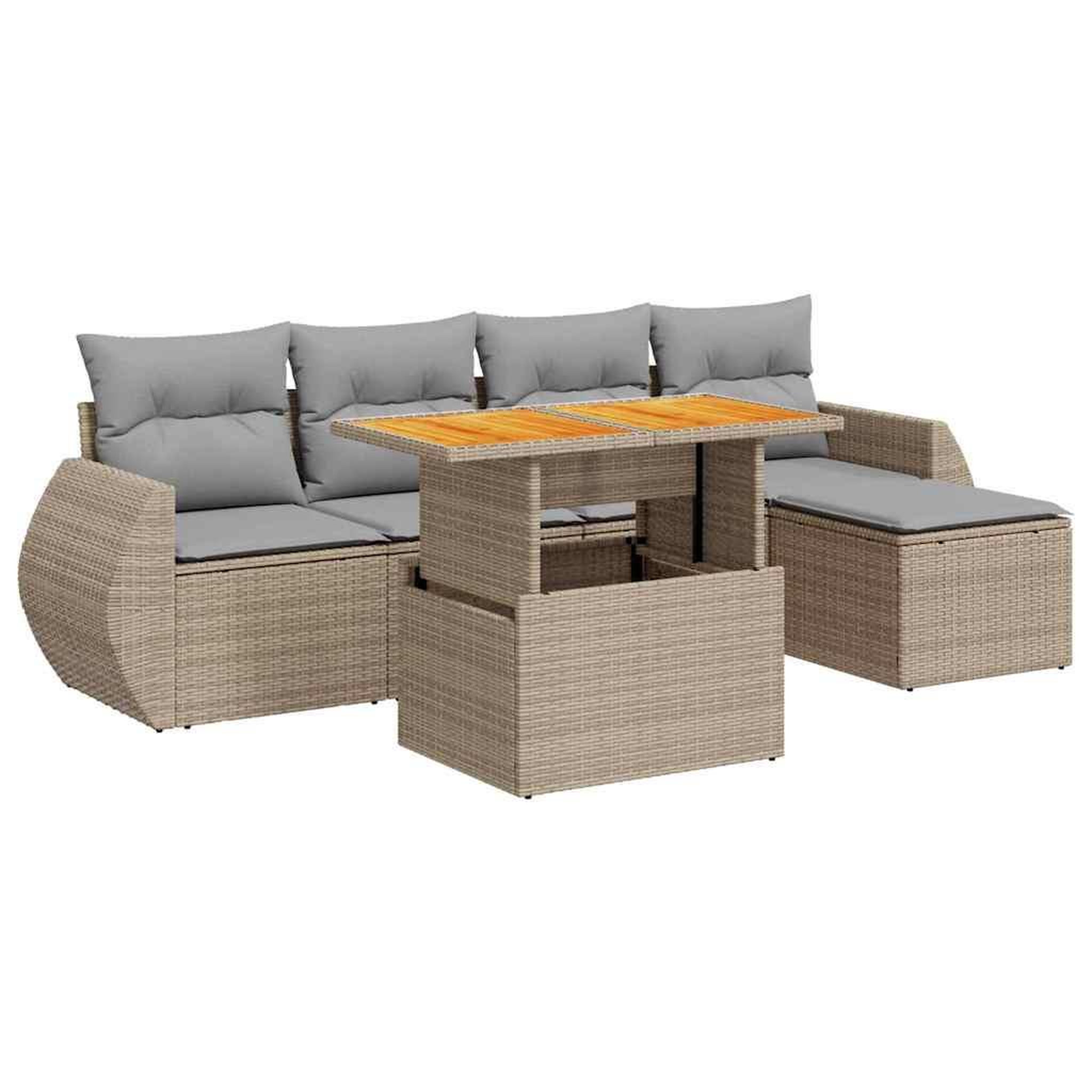 Voir la diapositive 2 : VIDAXL Salon de jardin avec coussins 6 pcs beige resine tressee
