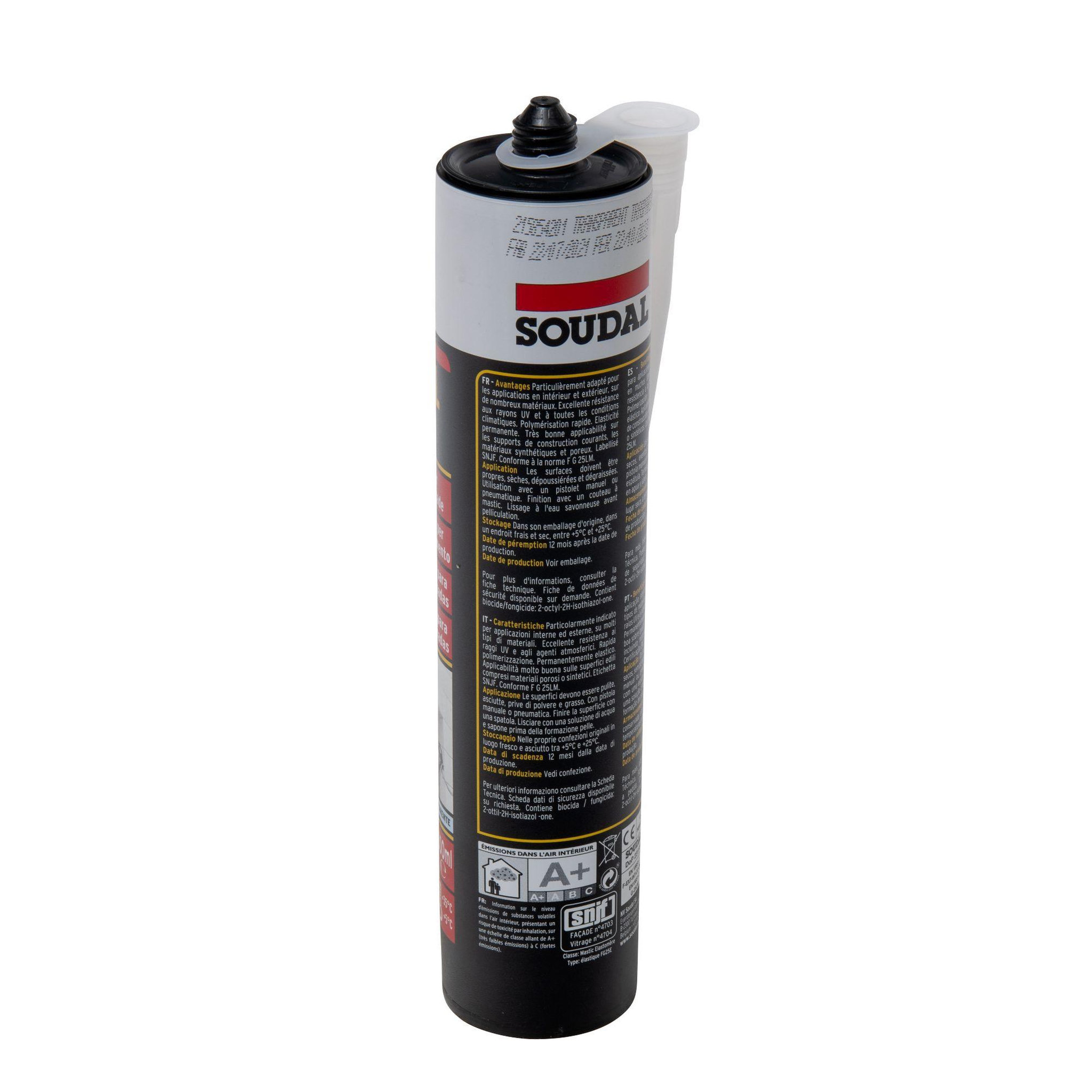 Voir la diapositive 3 : Soudal Cartouche de mastic silicone transparent neutre 300ml soudal