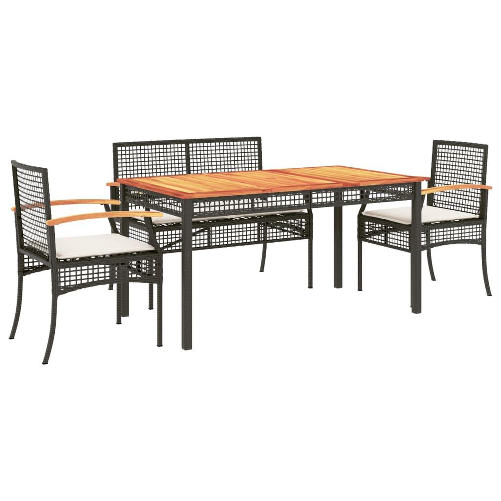 Voir la diapositive 2 : VIDAXL Ensemble a manger de jardin coussins 5pcs Noir Resine tressee