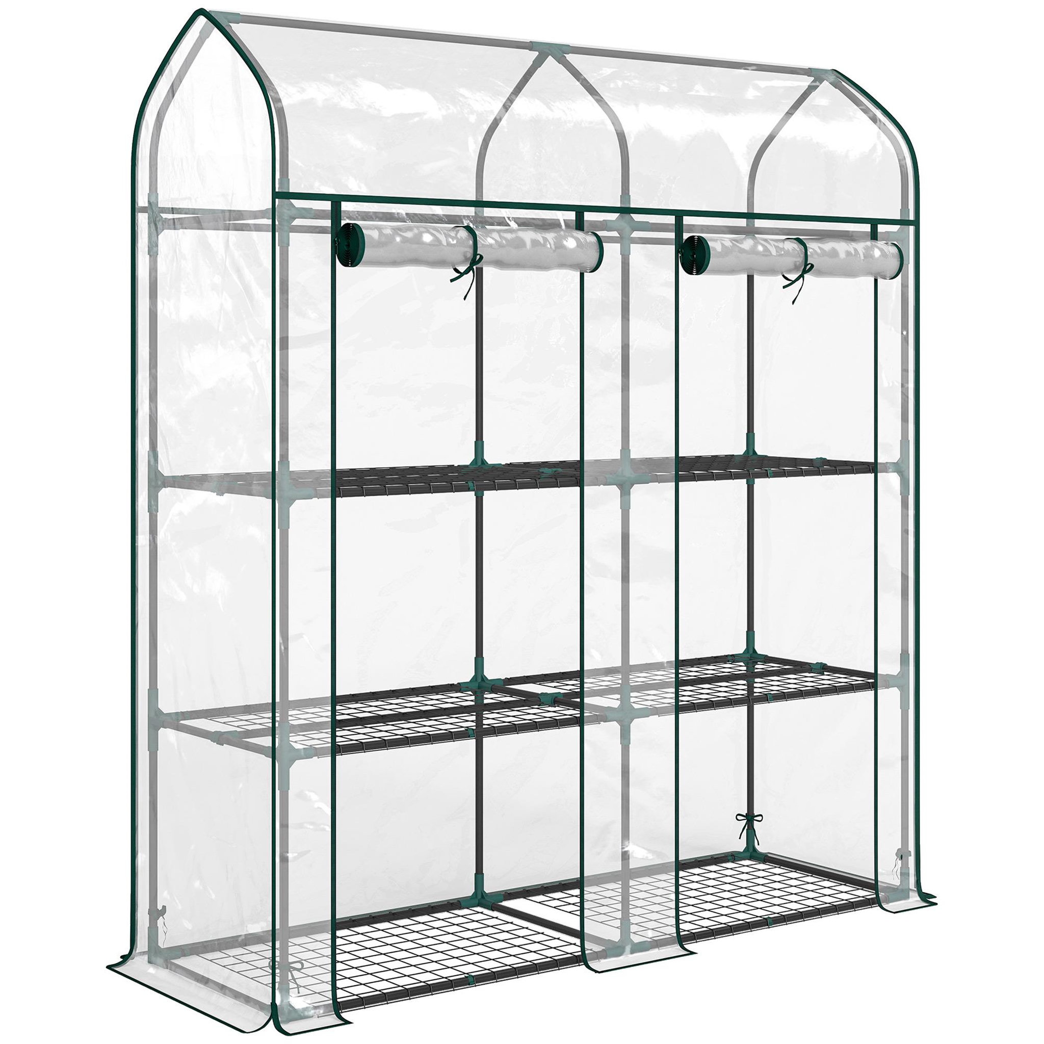 OUTSUNNY Serre de jardin étagères 3 niveaux châssis acier bâche pvc transparent