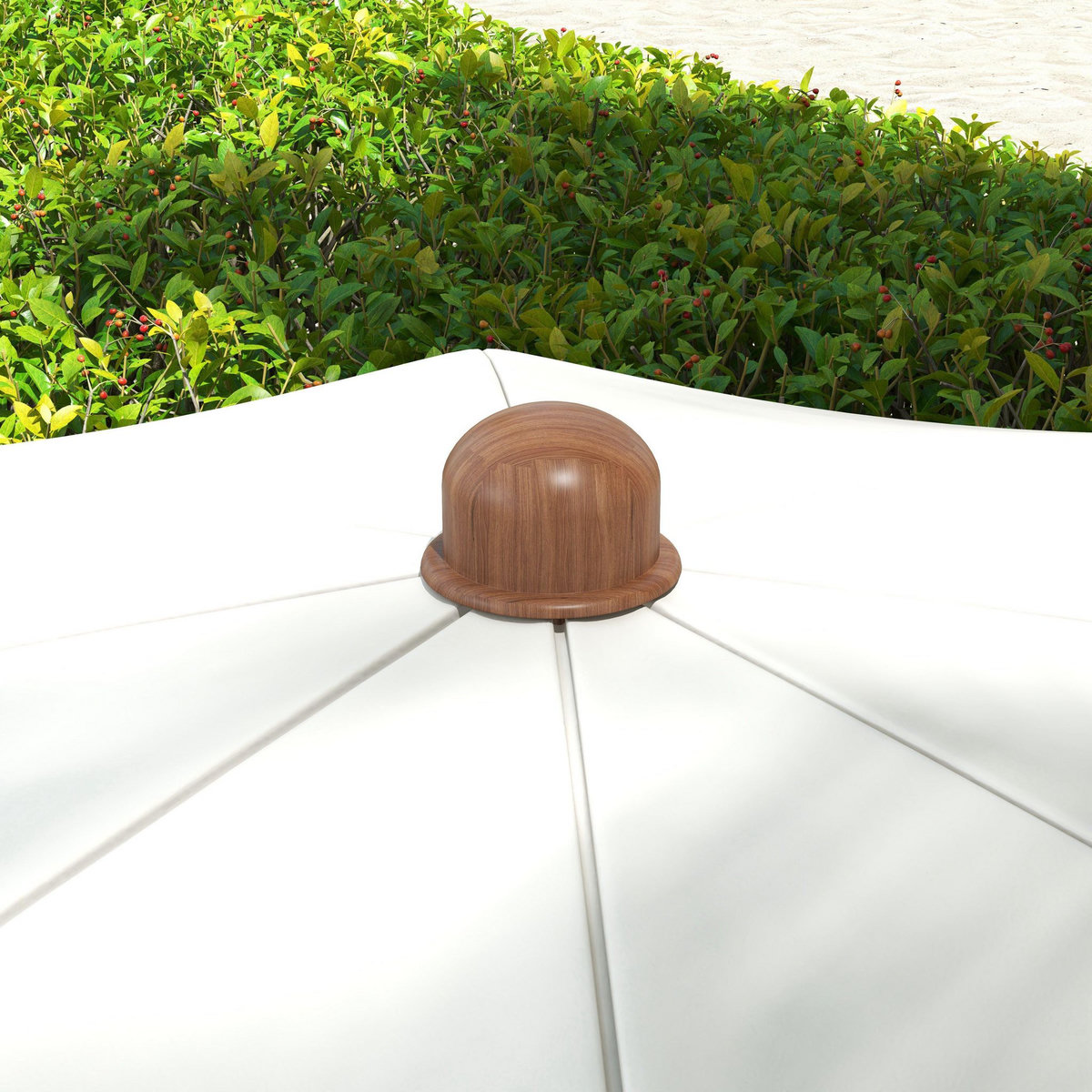 OUTSUNNY Parasol droit de plage jardin style bohème à franges UV40+ crème