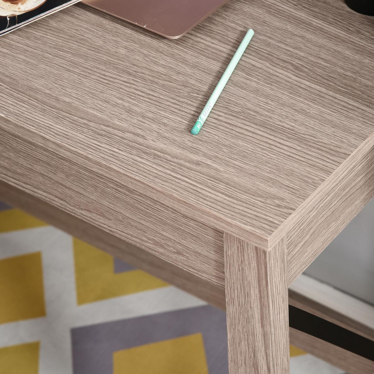 HOMCOM Bureau bibliothèque 2 en 1 - 3 niches 4 espaces de rangement - panneaux particules aspect bois marron clair métal noir