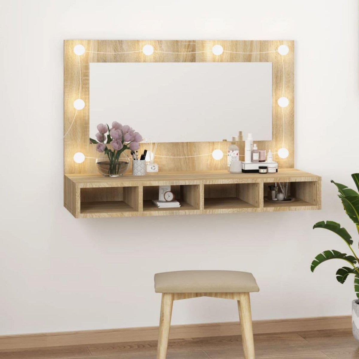 VIDAXL Armoire a miroir avec LED Chene sonoma 90x31,5x62 cm