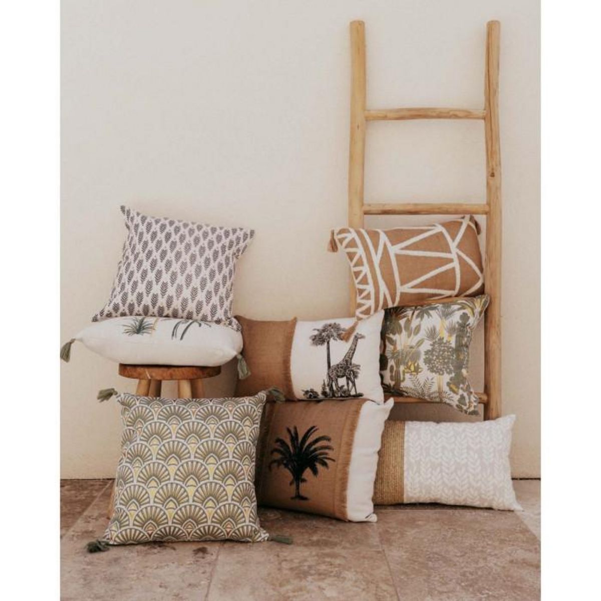 Paris Prix Coussin Déco Imprimé  Pearl  45x45cm Beige