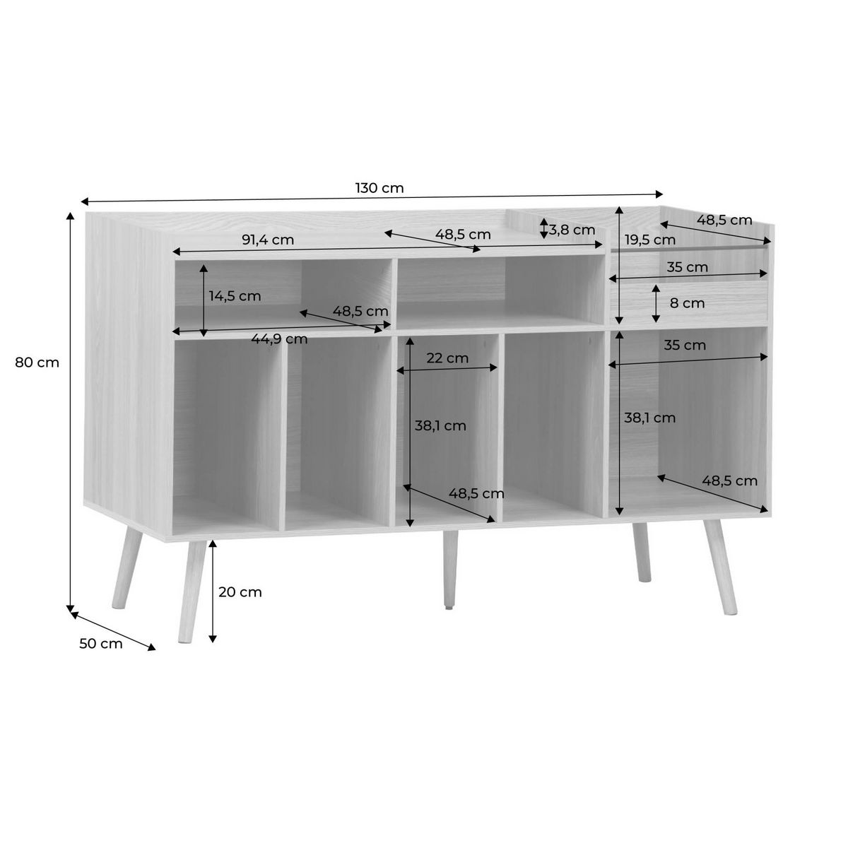 SWEEEK Meuble vinyle vintage décor bois, DUNE