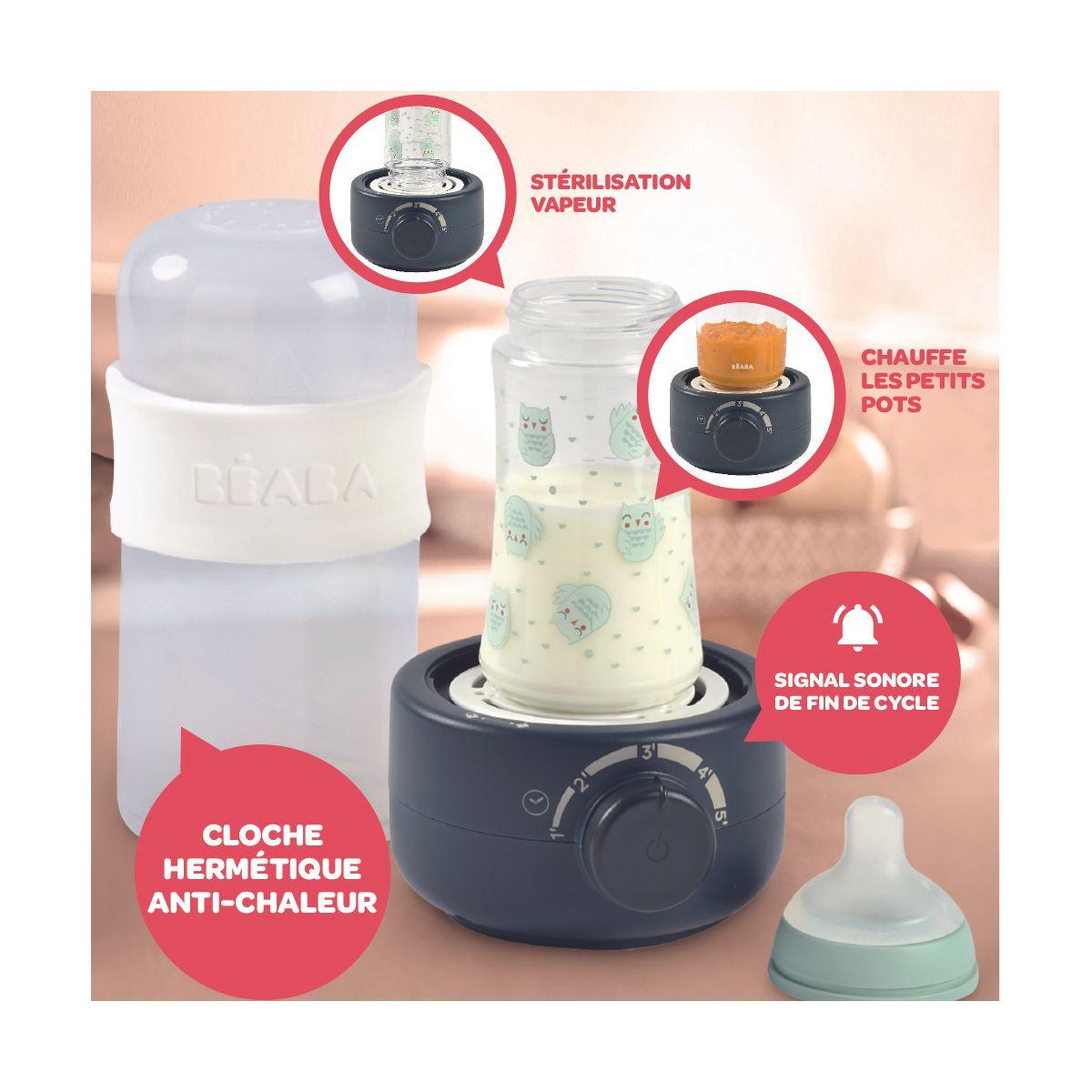Voir la diapositive 5 : BEABA Chauffe biberon baby milk second ultra fast bottle warne