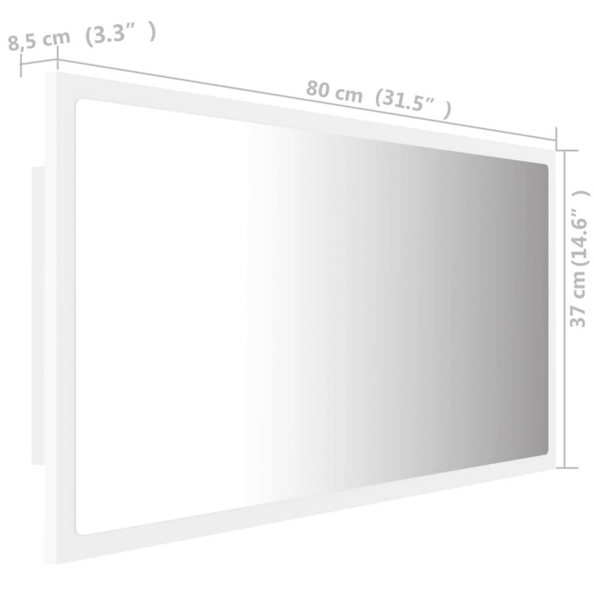 VIDAXL Miroir a LED de salle de bain Blanc 80x8,5x37 cm Acrylique