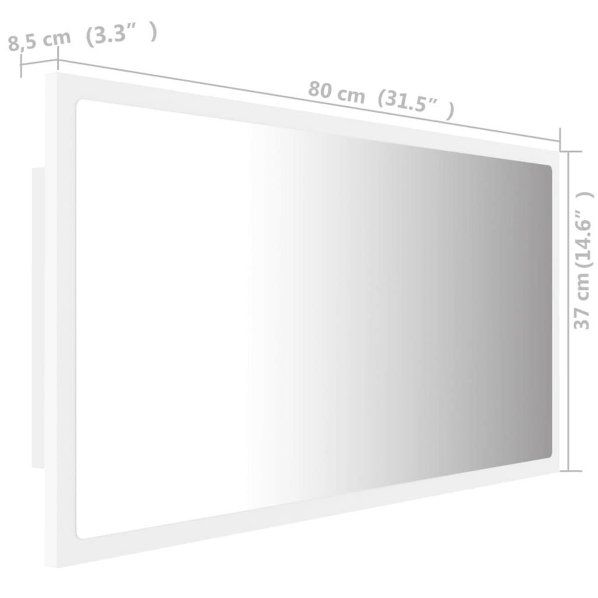 VIDAXL Miroir a LED de salle de bain Blanc 80x8,5x37 cm Acrylique