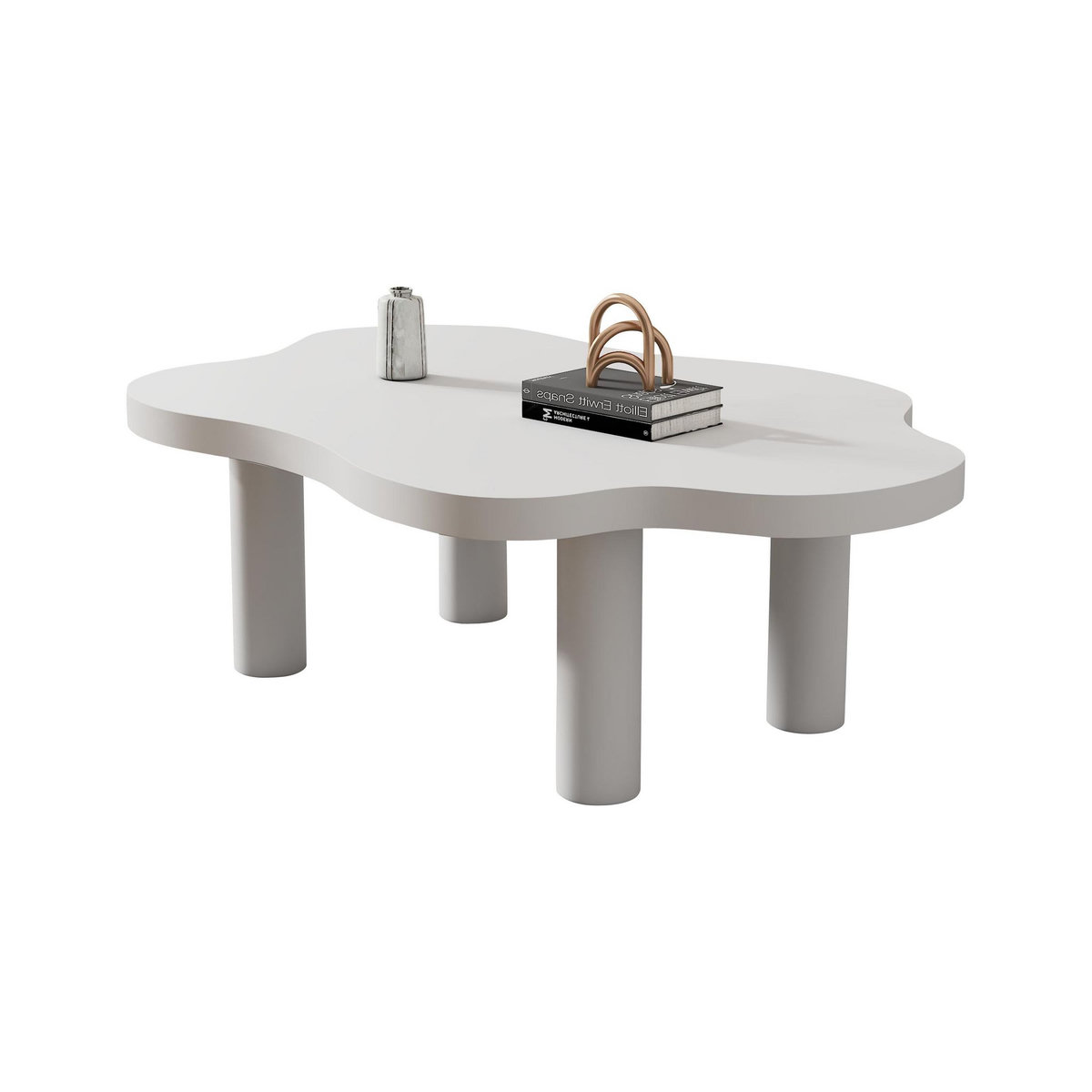 MERAX Table basse forme atypique blanc - 69.5x100.5 cm mdf