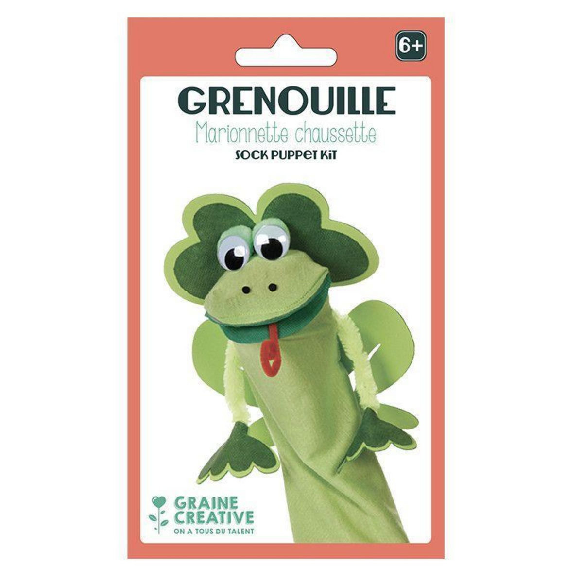 Graine créative Je fabrique ma marionnette grenouille - Coffret DIY