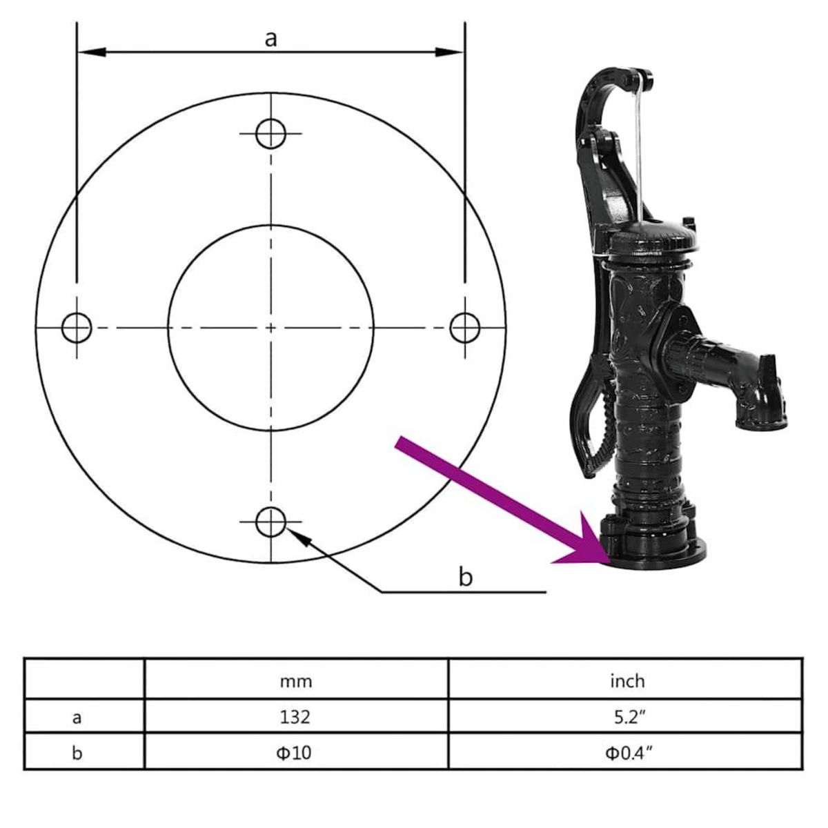 VIDAXL Pompe a eau manuelle de jardin Fonte