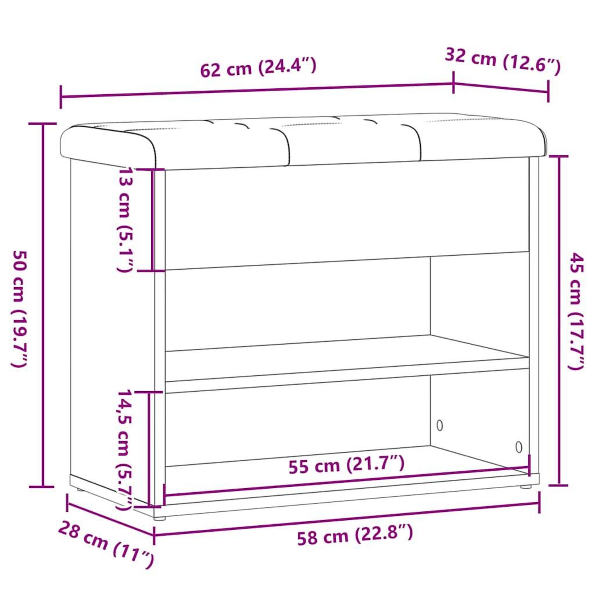 Voir la diapositive 6 : VIDAXL Banc a chaussures vieux bois 62x32x50 cm bois d'ingenierie