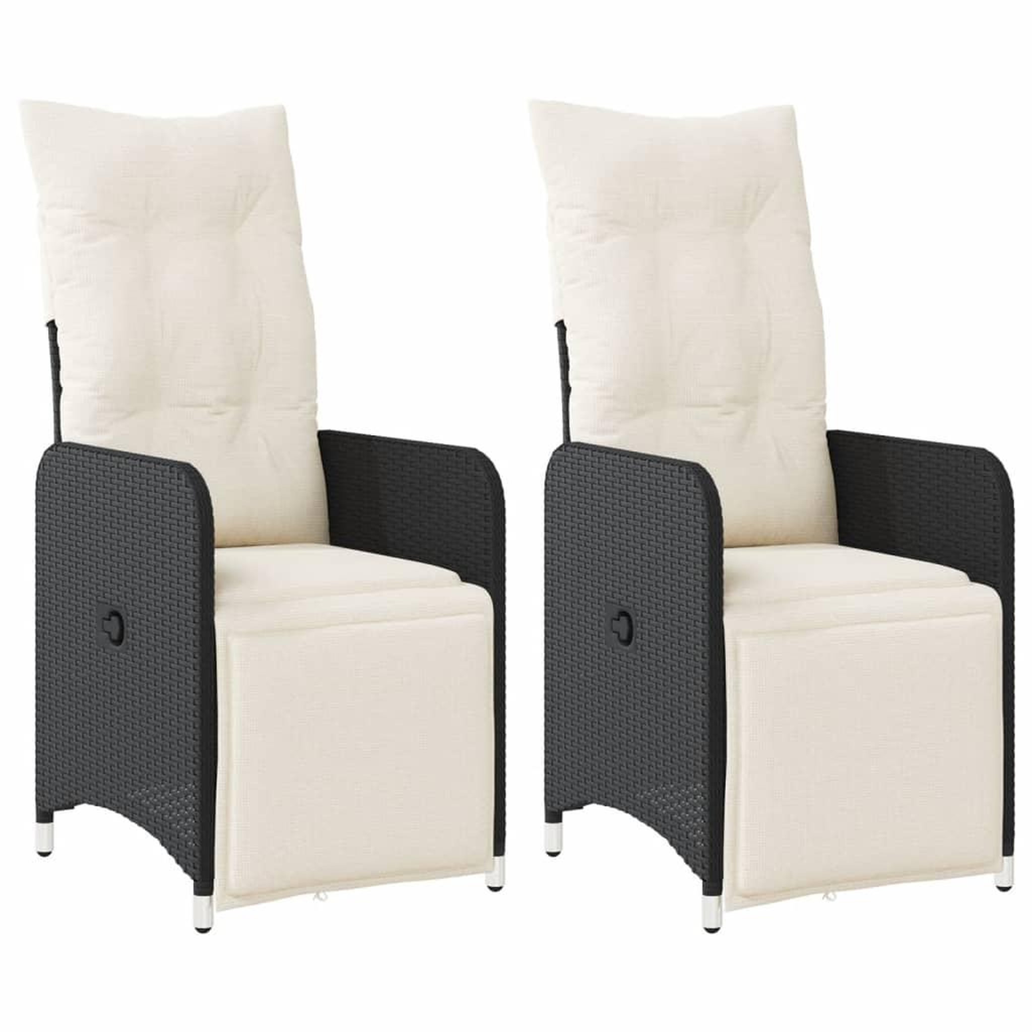 Voir la diapositive 2 : VIDAXL Chaises inclinables de jardin lot de 2 et coussins noir rotin