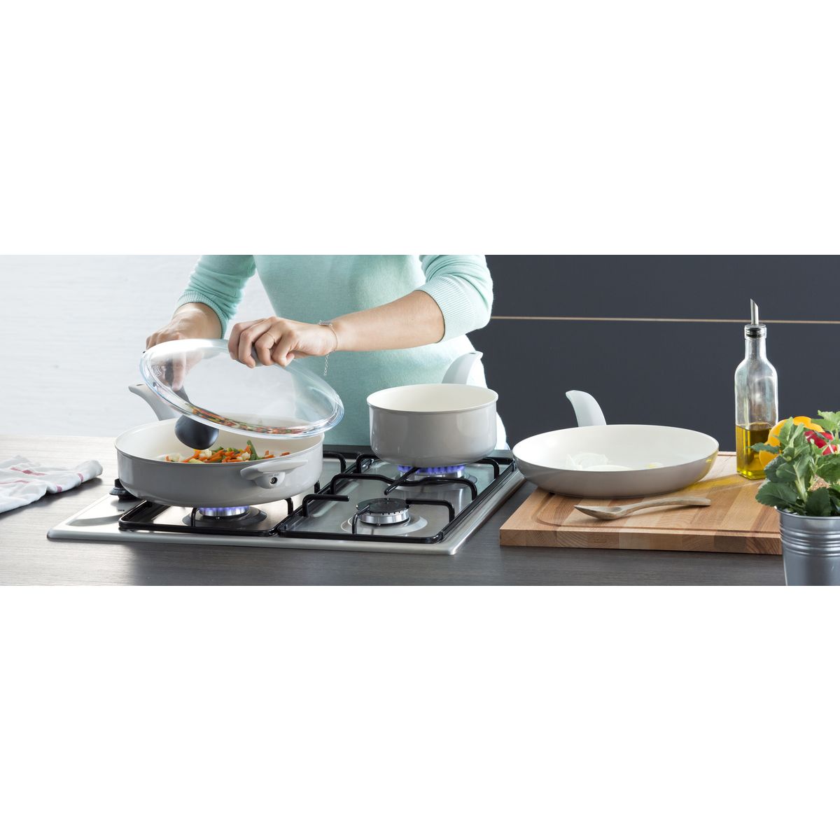 AUCHAN Poêle wok céramique 28 cm