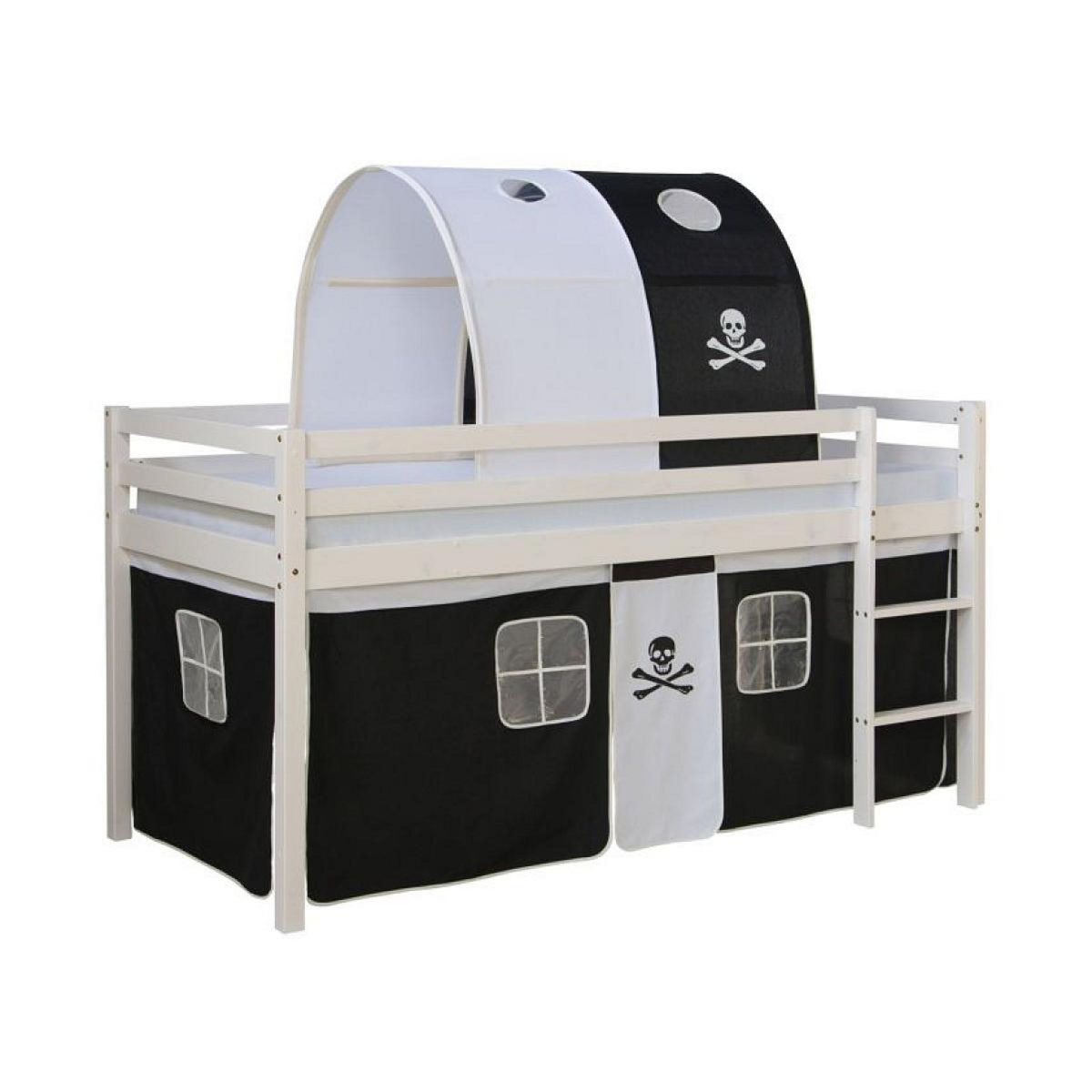 HomeStyle4U Lit noir mi-haut 90x200 cm sommier matelas tunnel