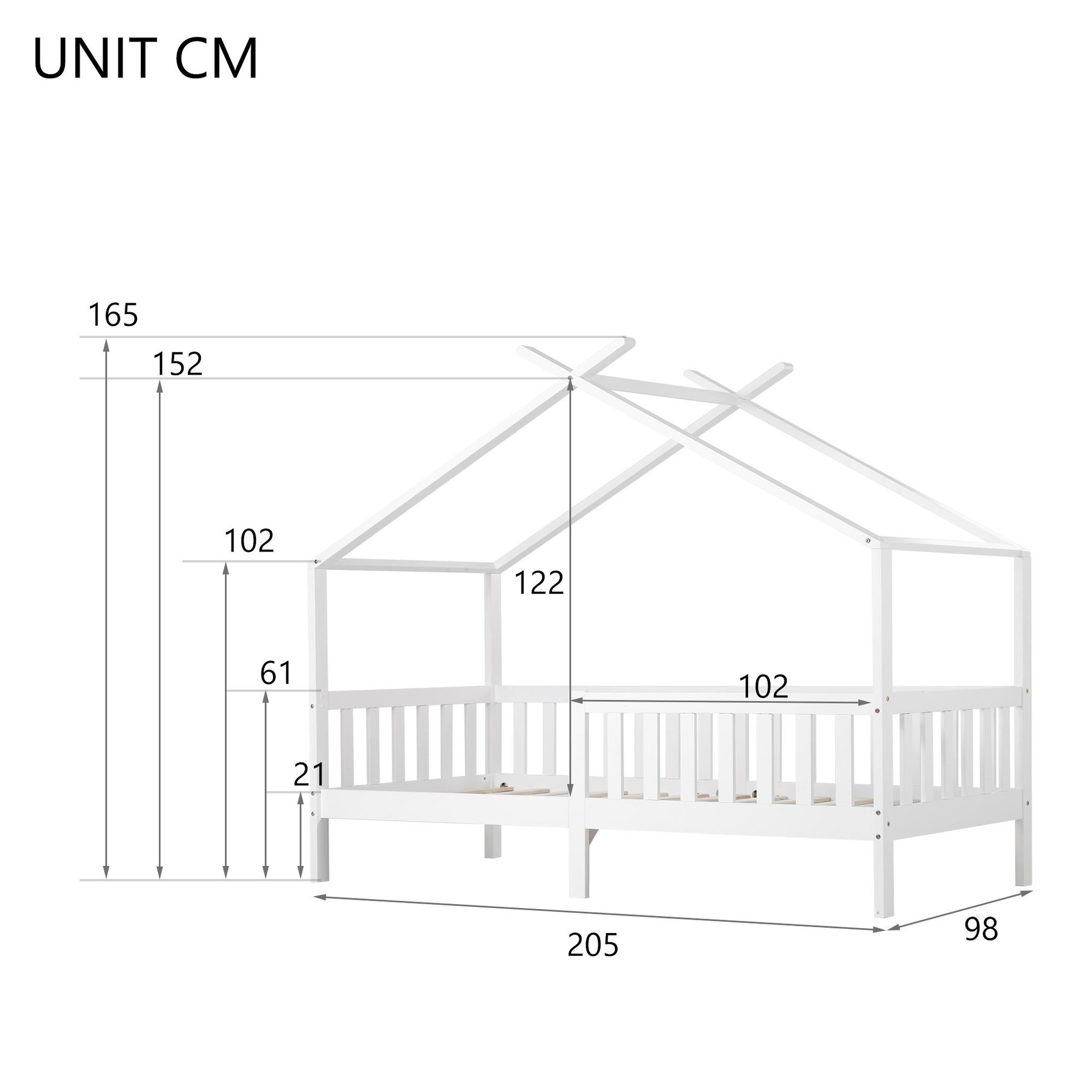 Voir la diapositive 3 : MERAX Lit cabane enfant 90x200cm pin coloris blanc