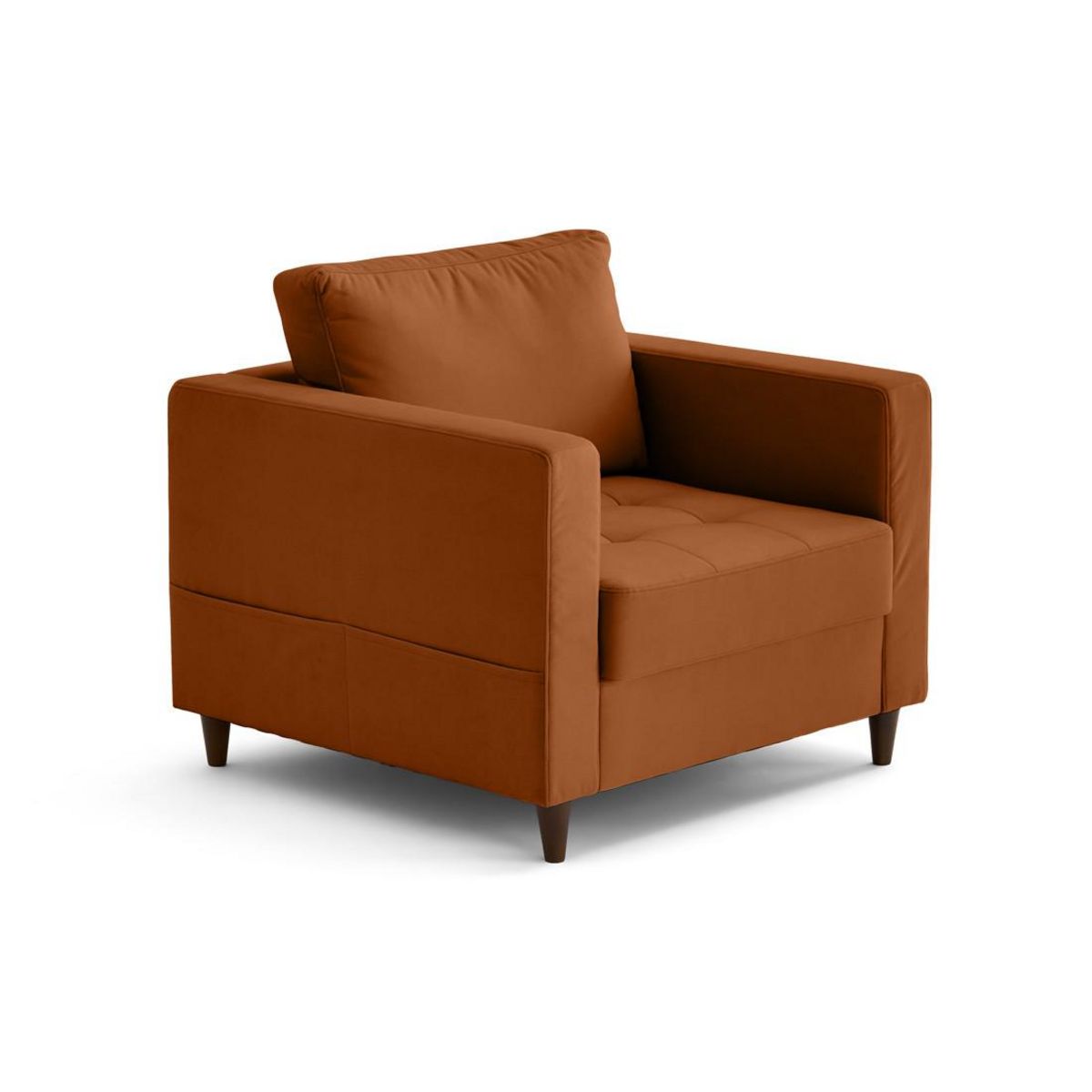 LISA DESIGN Anna - fauteuil avec poche en velours - pieds en bois