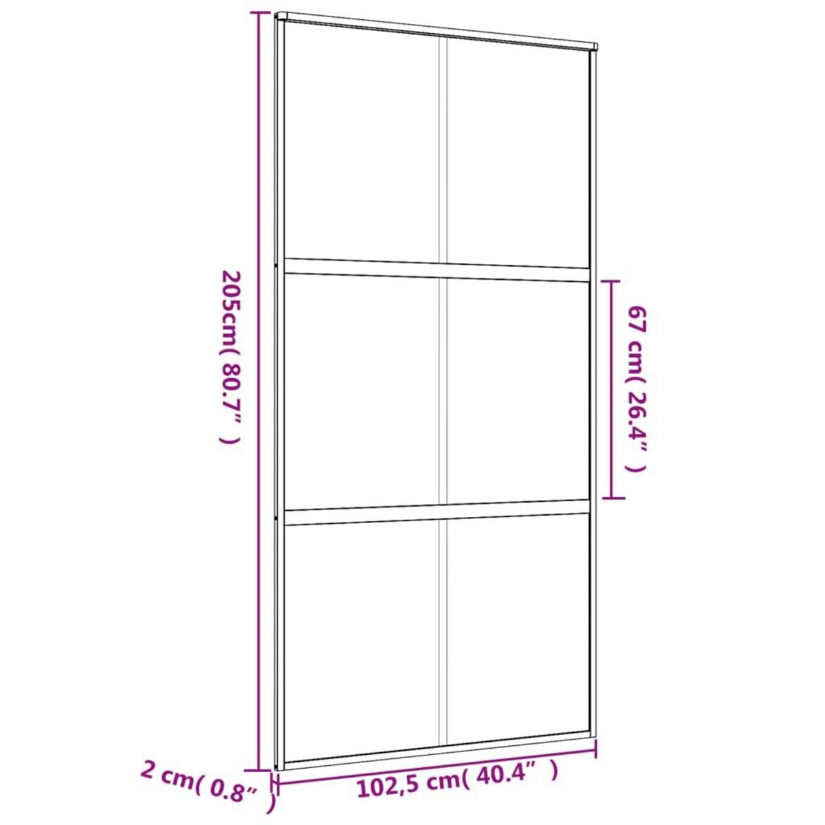 VIDAXL Porte coulissante dore 102,5x205 cm verre ESG depoli aluminium