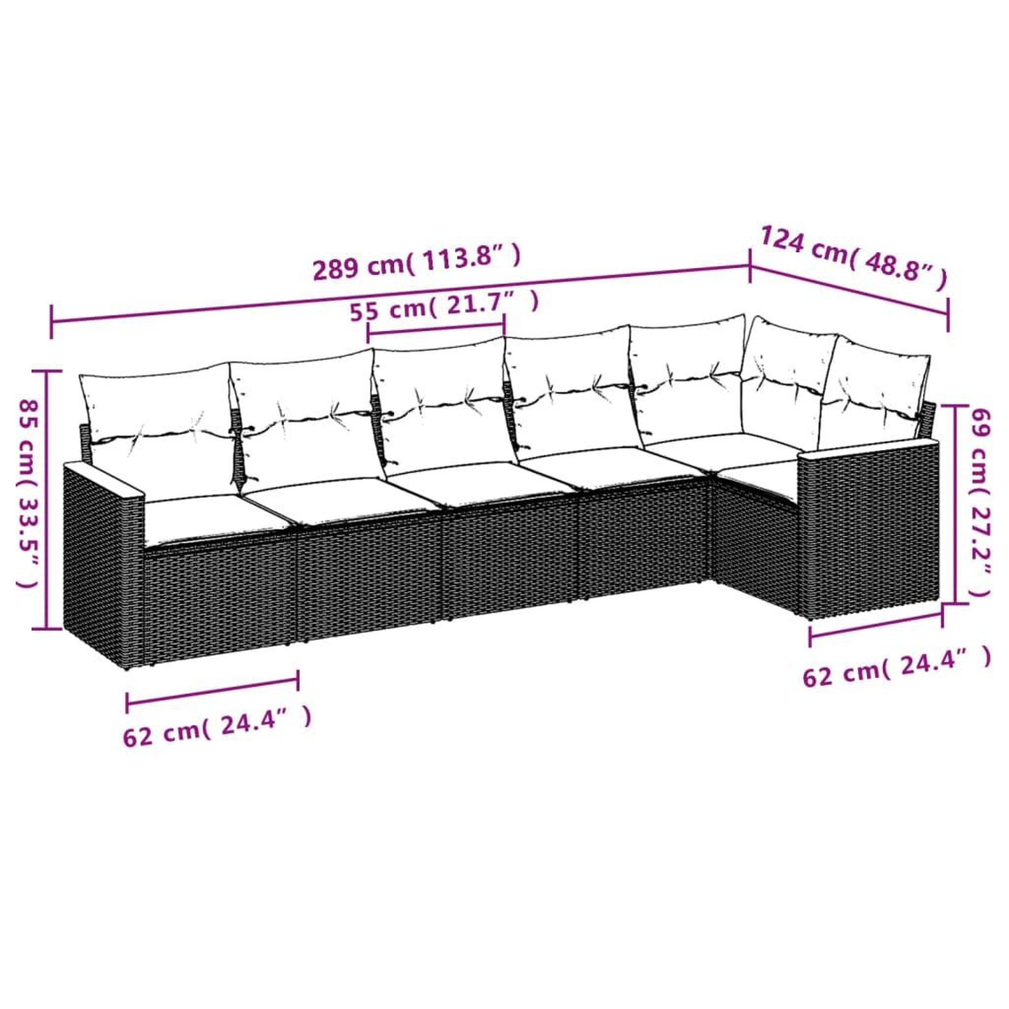 Voir la diapositive 3 : VIDAXL Salon de jardin avec coussins 6 pcs beige resine tressee