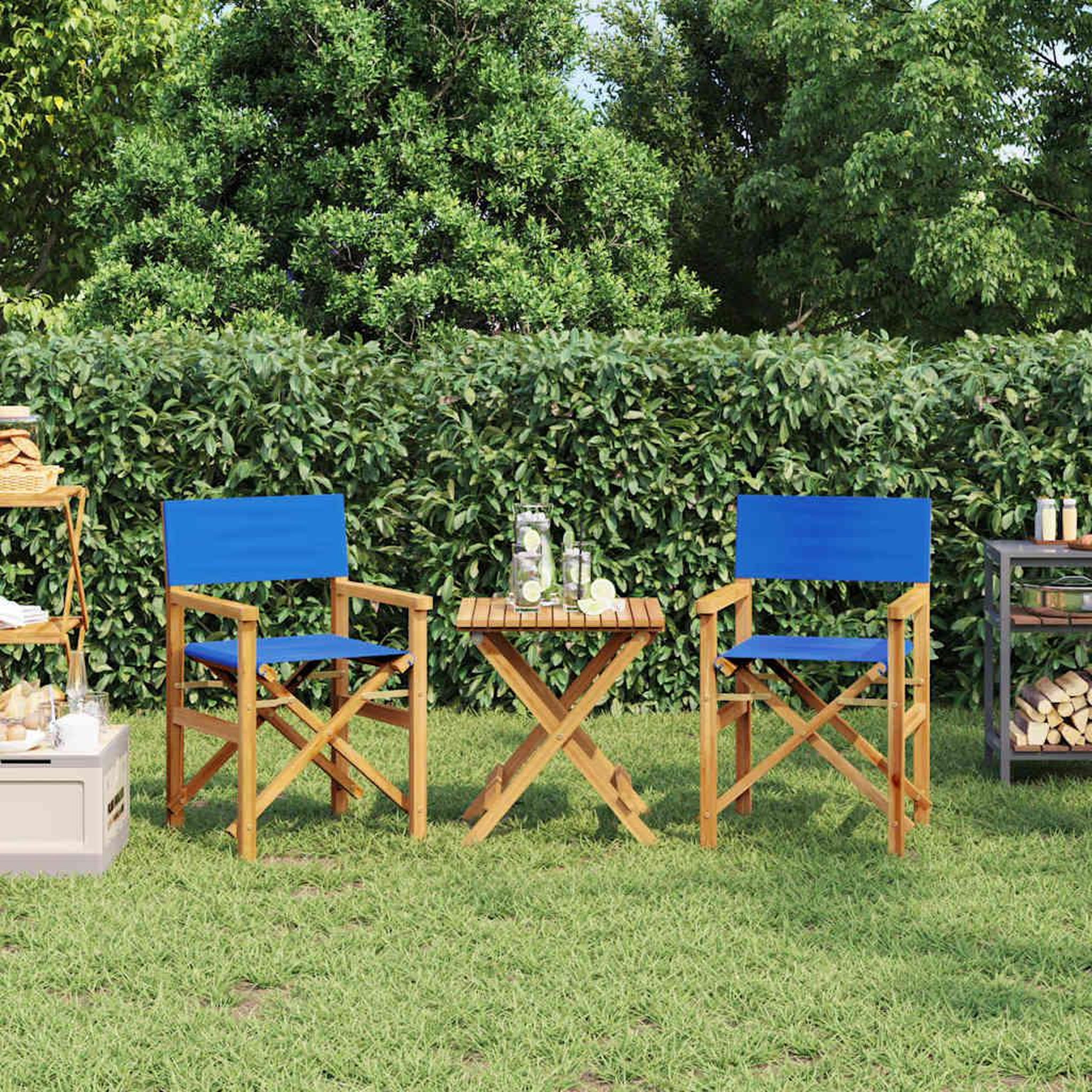 VIDAXL Chaises de metteur en scene pliantes lot de 2 Bois teck massif