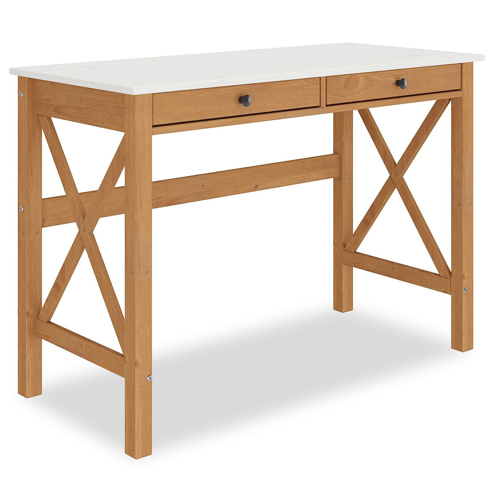 Voir la diapositive 5 : IDIMEX Bureau adrian l 110 cm 2 tiroirs en bois massif
