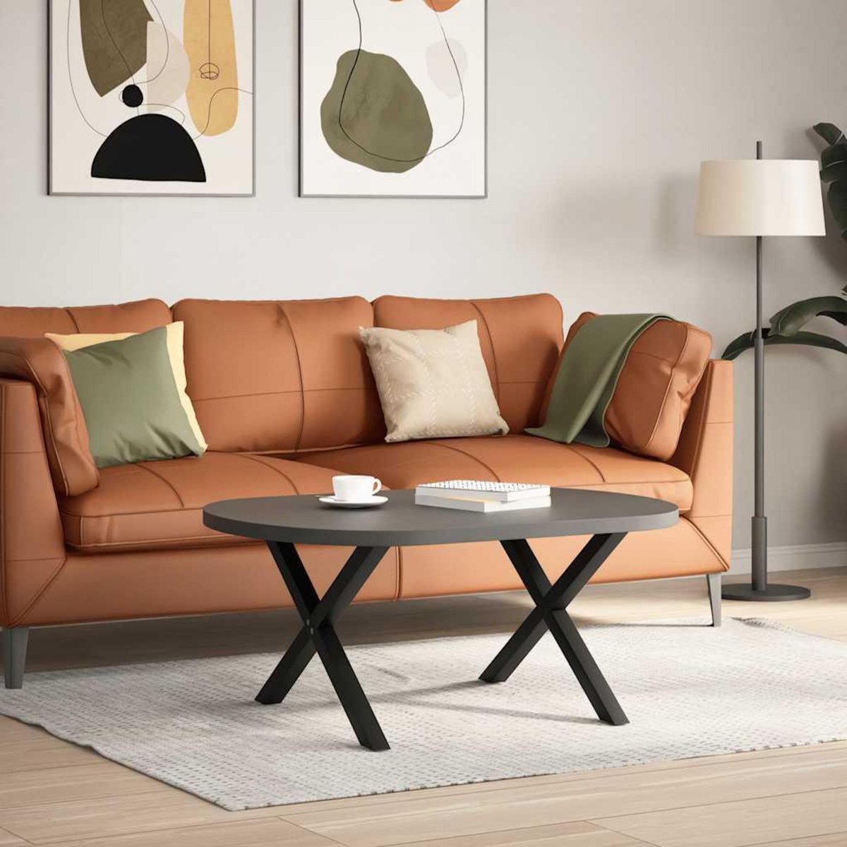 VIDAXL Pieds de table basse forme de X 2 pcs noir 70x(42-43) cm acier