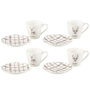 Voir la diapositive 2 : Paris Prix Lot de 4 Tasses à Thé & Sous-Tasses  Renne Winter  22cl Blanc