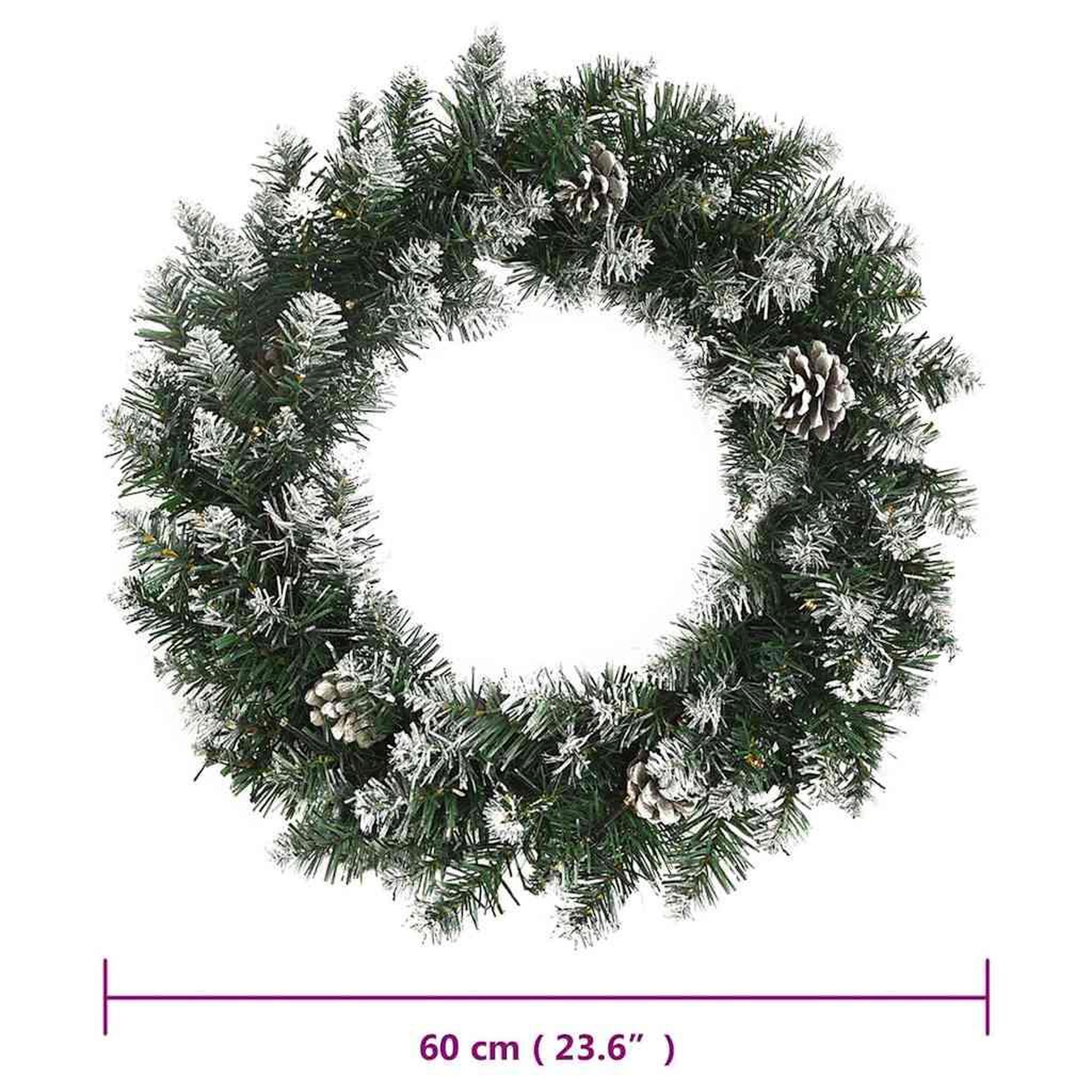 Voir la diapositive 5 : VIDAXL Couronne de noël avec lumieres led vert 60 cm pvc
