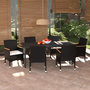 Voir la diapositive 1 : VIDAXL Ensemble a manger de jardin coussins 7pcs Resine tressee Noir