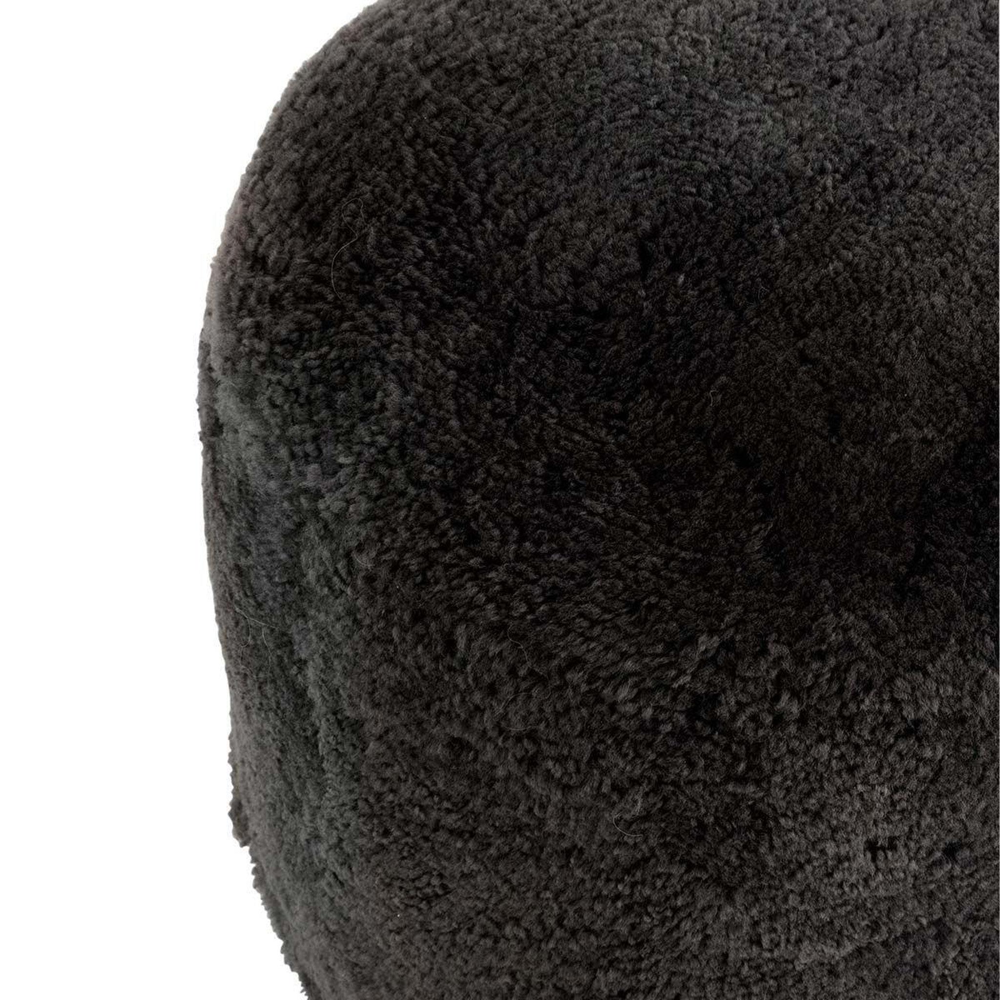 Voir la diapositive 2 : J-LINE Pouf Rond Déco  Peau de Mouton  45cm Gris Foncé