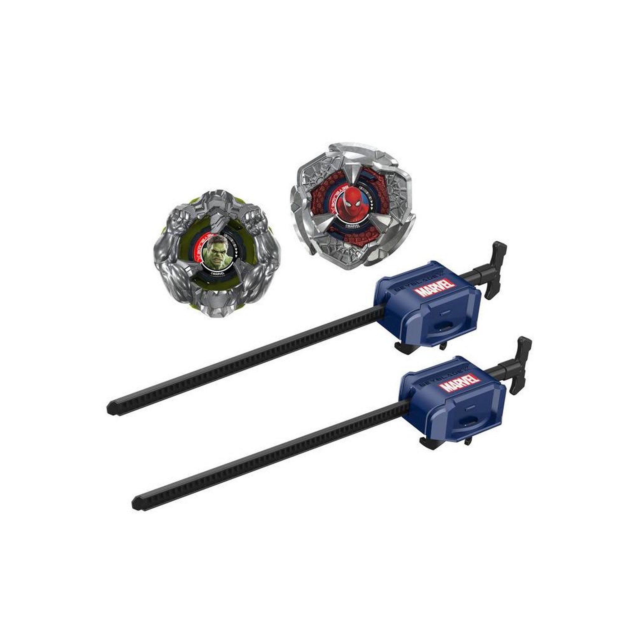Voir la diapositive 2 : BEYBLADE Coffret beyblade x spider-man 6-60r vs hulk 3-85n 2 toupies droites + 2 lanceurs