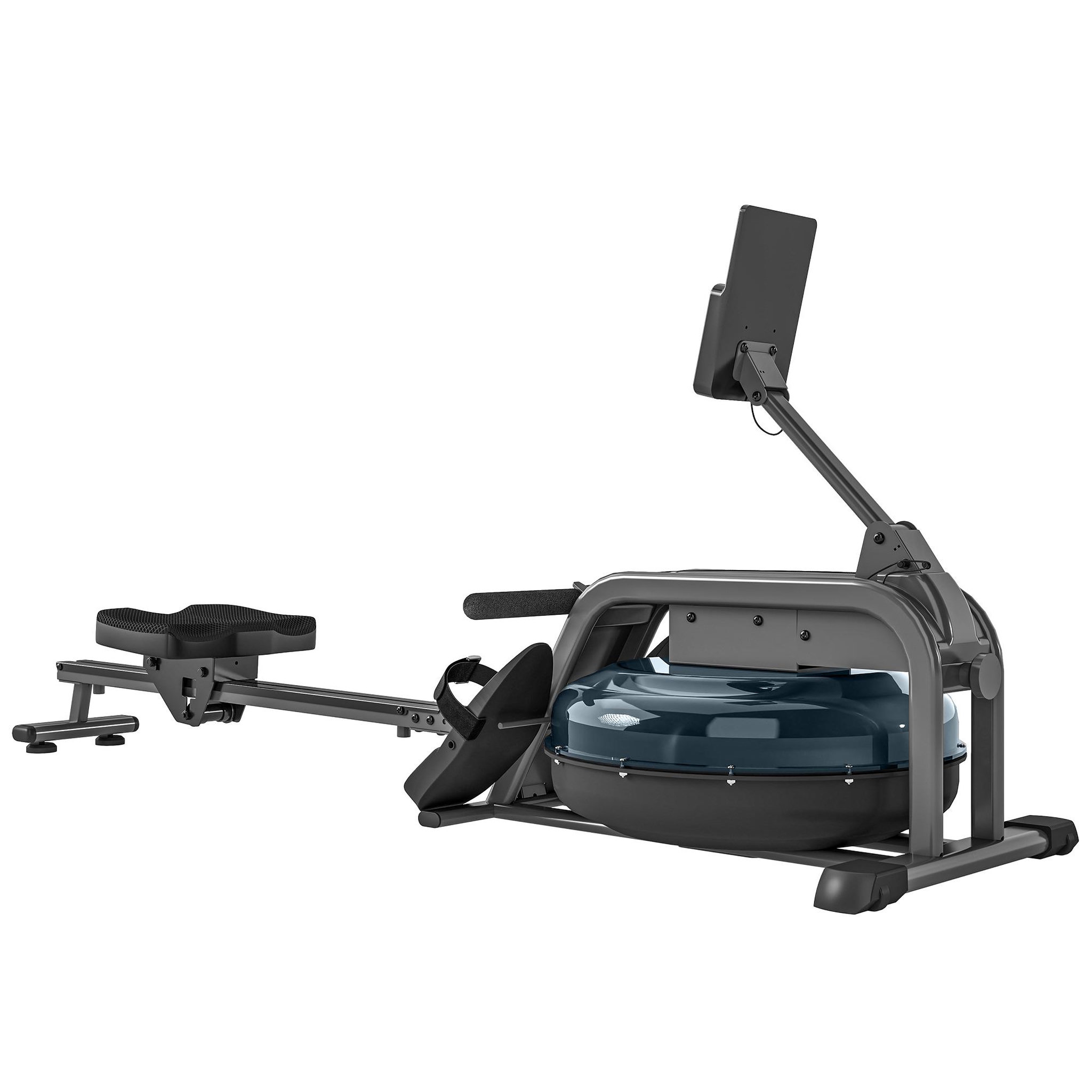 Voir la diapositive 3 : HOMCOM Rameur à eau rameur pliable 6 niveaux de résistance écran lcd multifonction support tablette noir