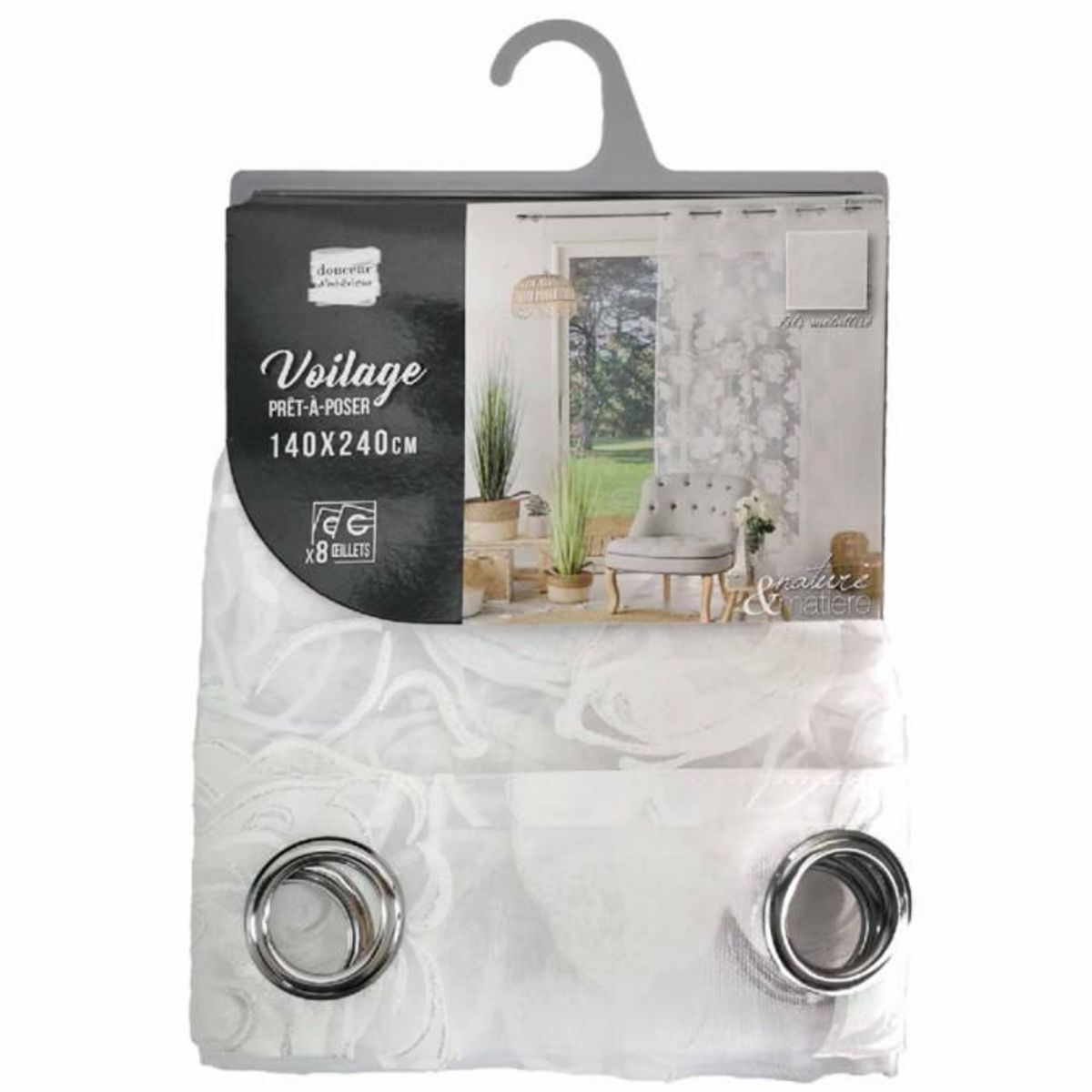 Paris Prix Rideau Voilage à Œillets  Florinella  140x240cm Blanc