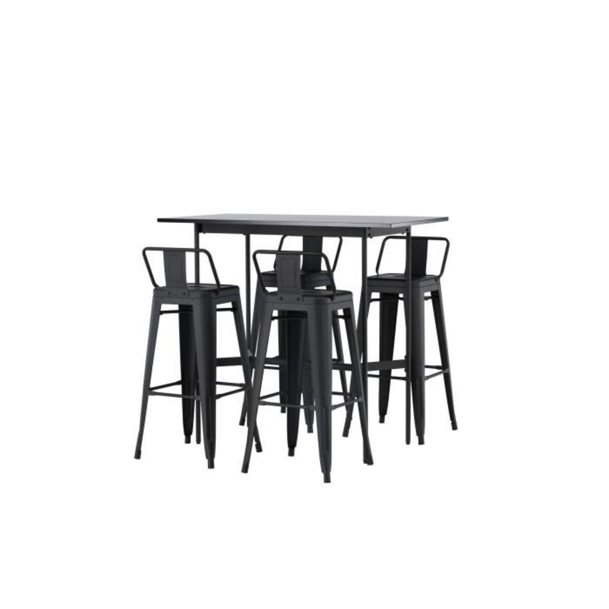 Paris Prix Ensemble Table de Bar & 4 Tabourets  Rax & Tempe  120cm Noir