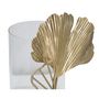 Voir la diapositive 3 : Paris Prix Photophore Design en Verre  Feuilles  21cm Or