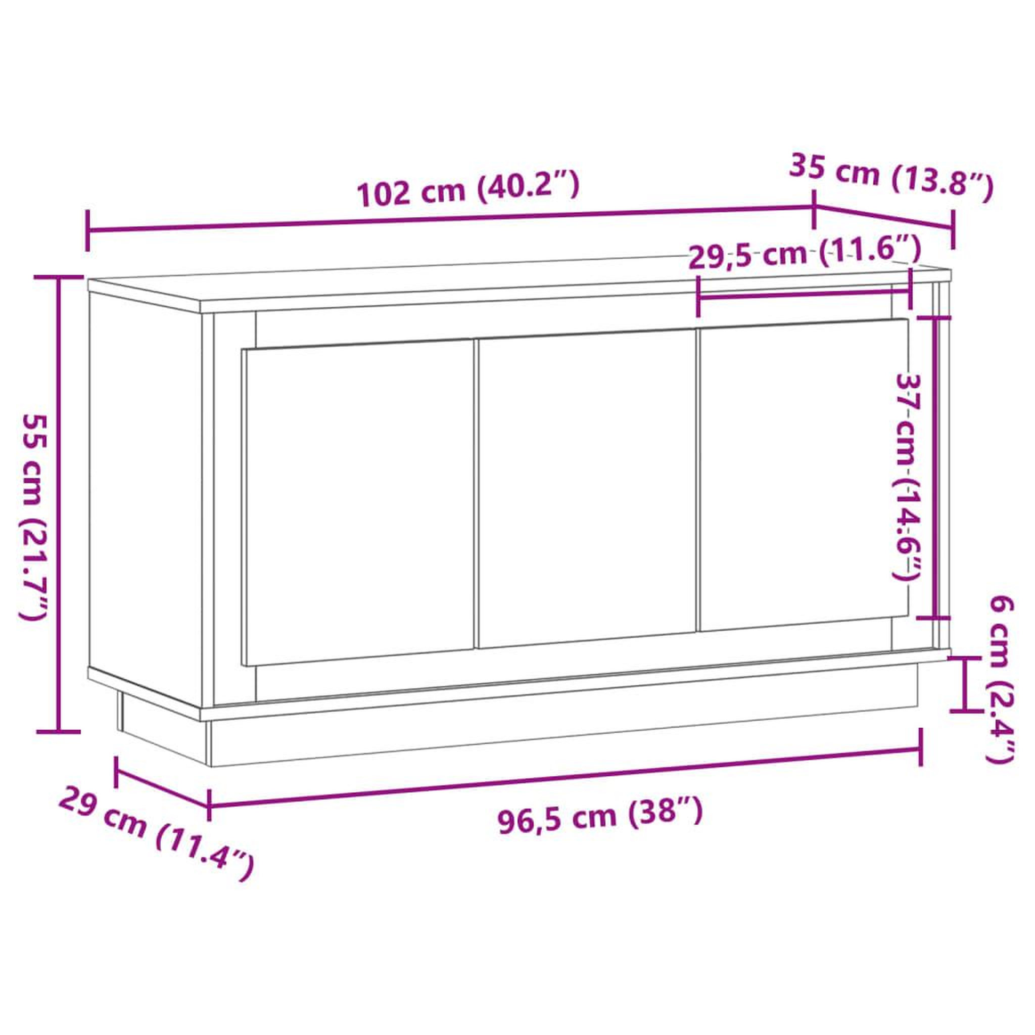 Voir la diapositive 6 : VIDAXL Buffet vieux bois 102x35x55 cm bois d'ingenierie