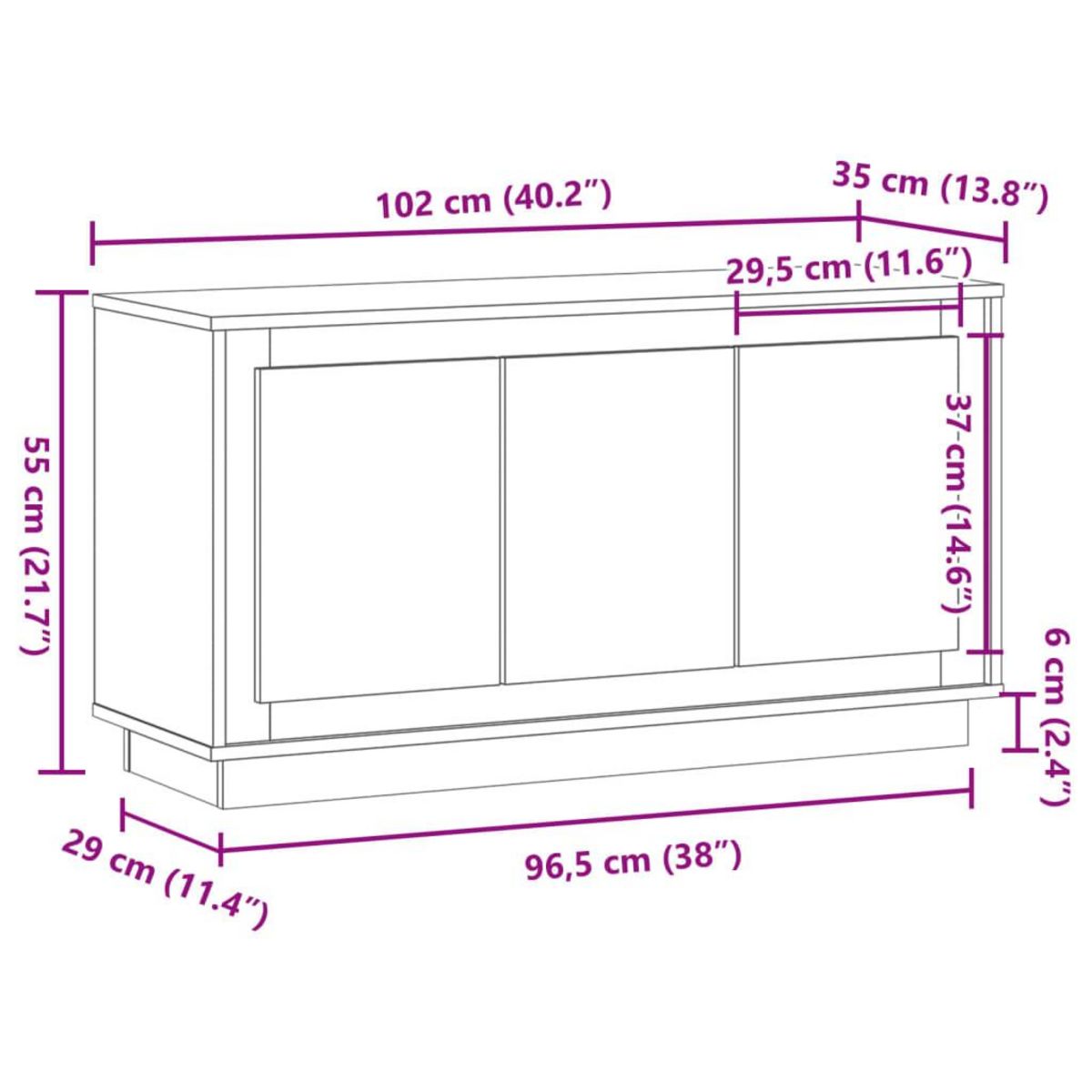 VIDAXL Buffet vieux bois 102x35x55 cm bois d'ingenierie