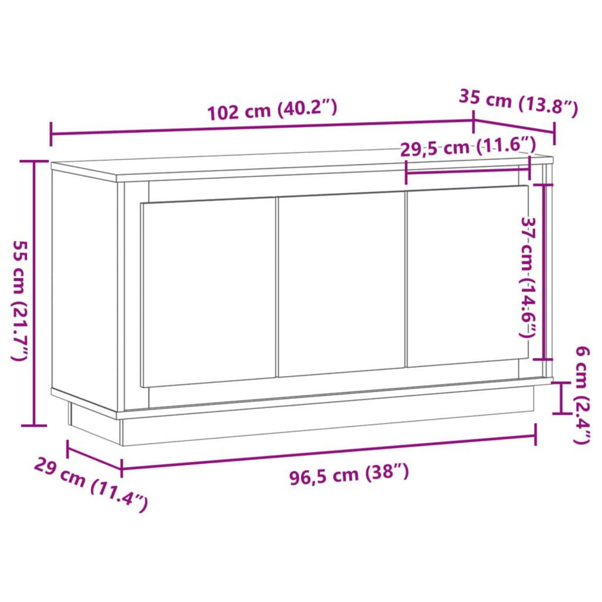 VIDAXL Buffet vieux bois 102x35x55 cm bois d'ingenierie
