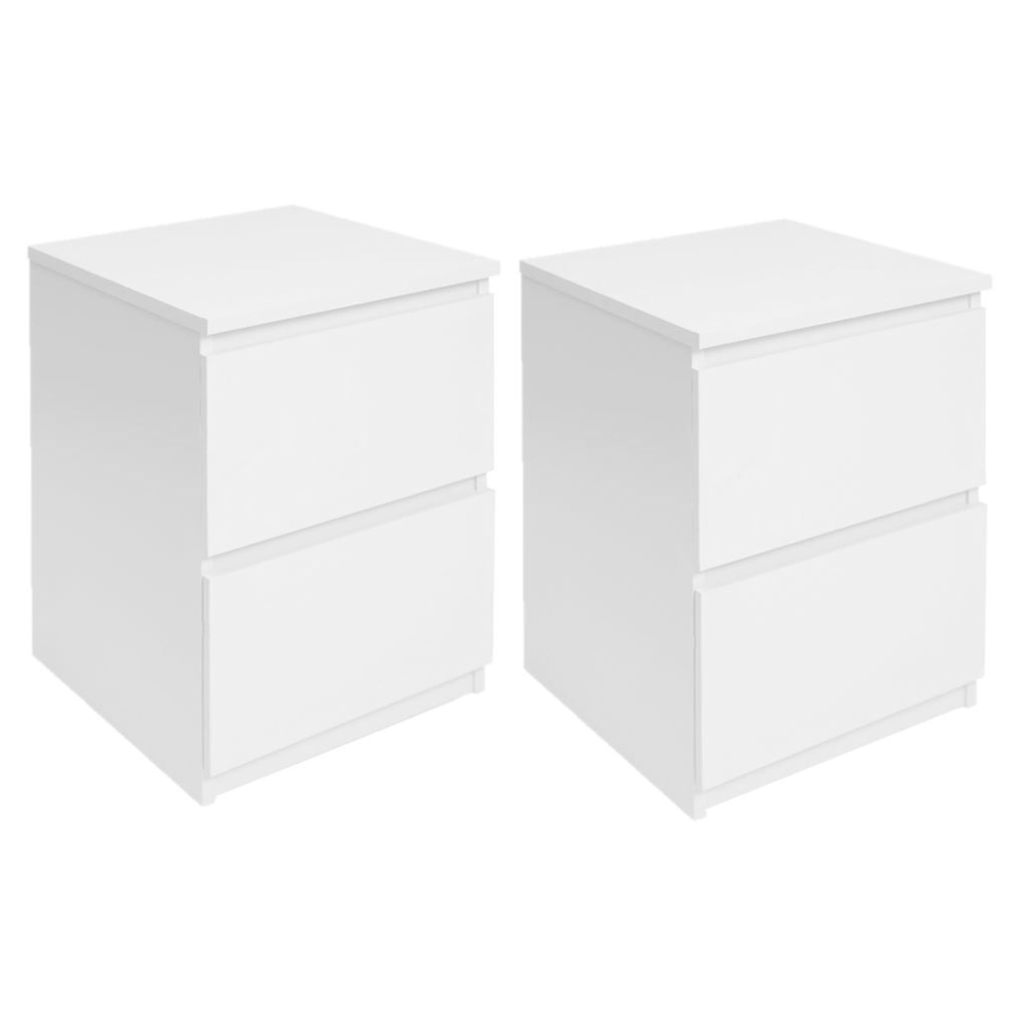 ID MARKET Lot de 2 tables de chevet tomi 2 tiroirs bois blanc