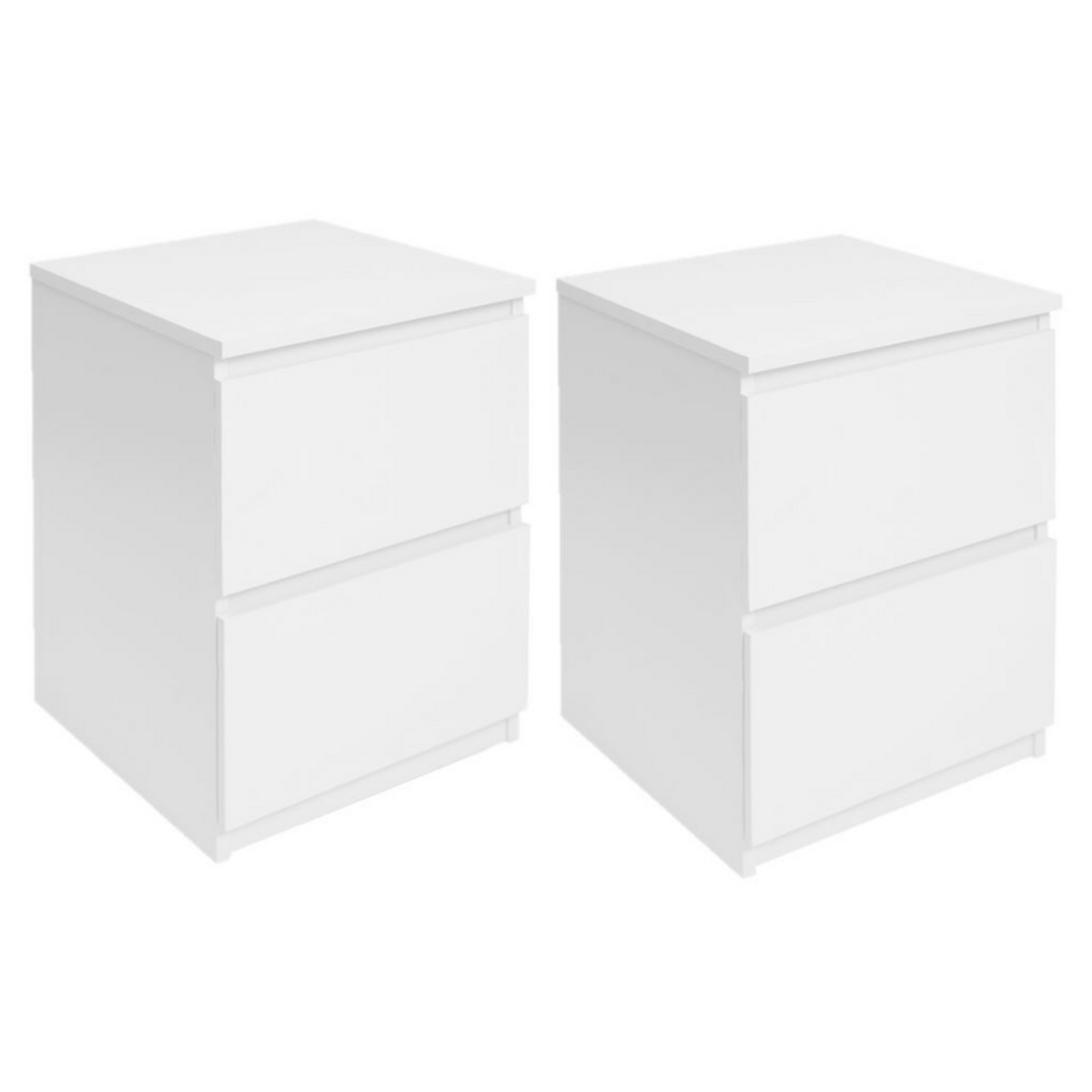 ID MARKET Lot de 2 tables de chevet TOMI 2 tiroirs bois blanc