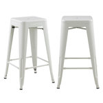 Rendez vous déco Lot de 2 tabourets pour îlot central 66 cm en métal blanc mat-Indus
