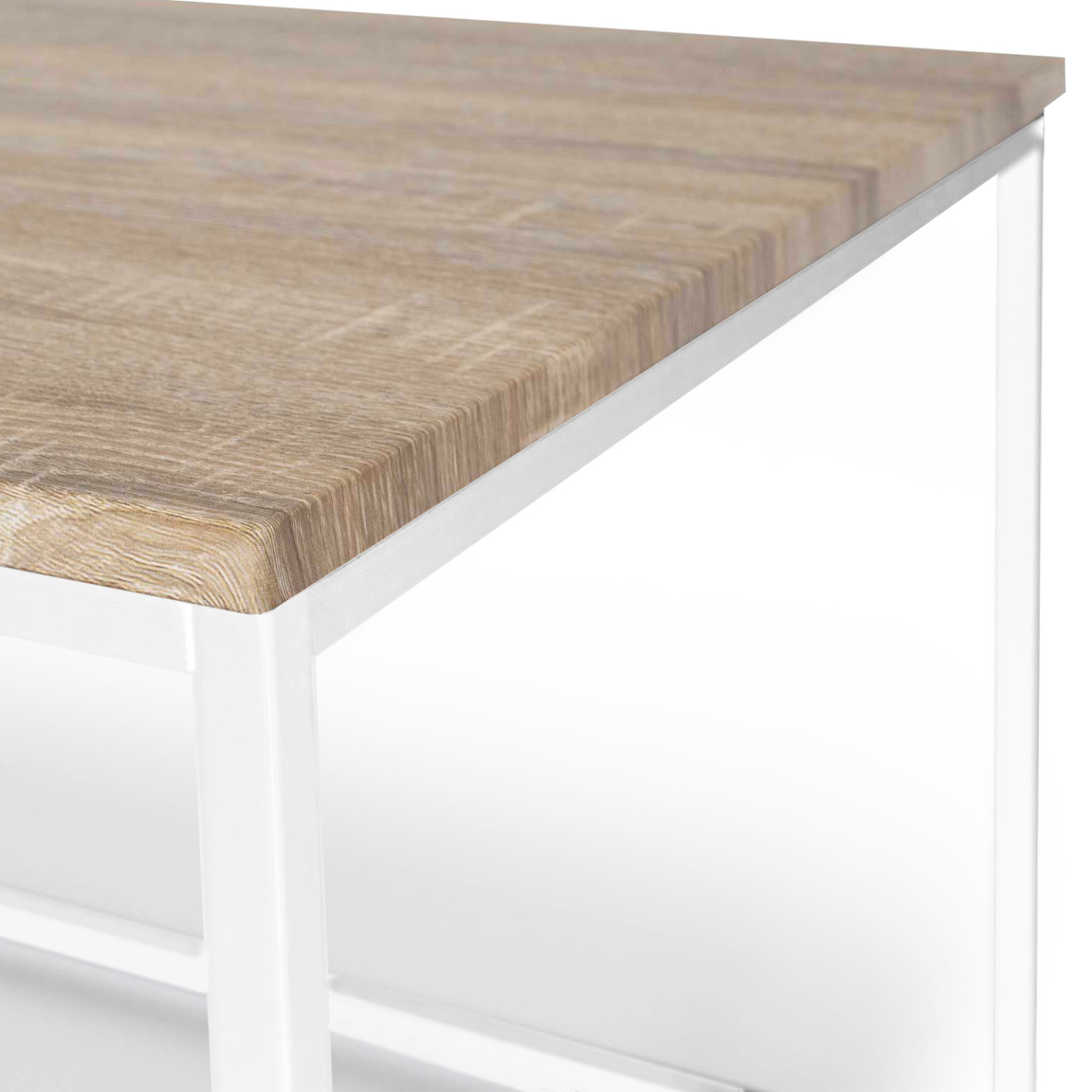 Voir la diapositive 4 : ID MARKET Table basse rectangulaire detroit 113 cm design industriel bois et métal blanc