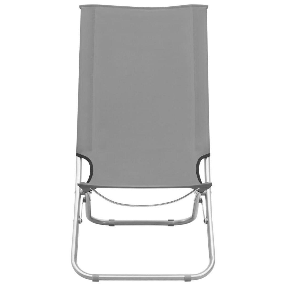 VIDAXL Chaises de plage pliables lot de 2 Gris Tissu