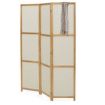 ID MARKET Paravent intérieur bois et tissu beige