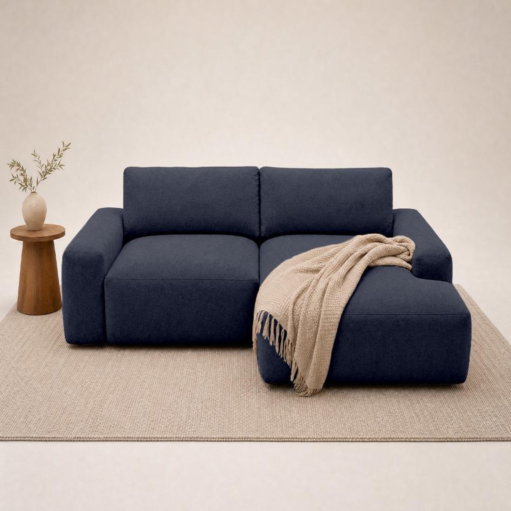Voir la diapositive 2 : BEST MOBILIER Tama - canapé d'angle droit 4 places convertible avec coffre en tissu