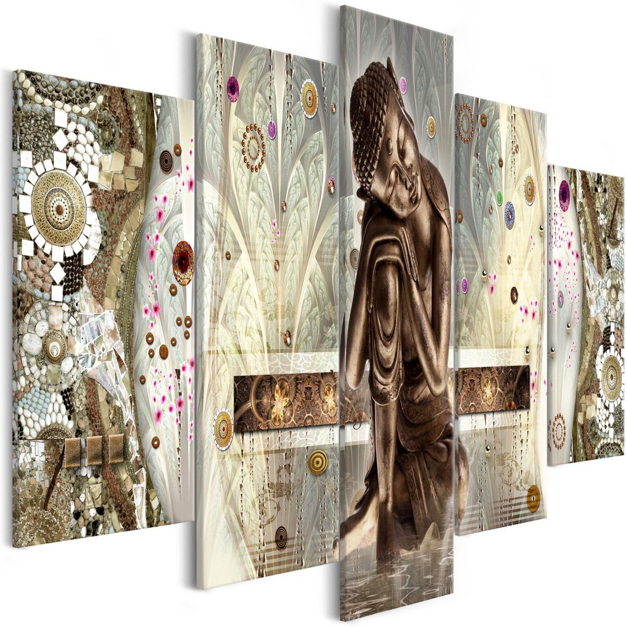 Paris Prix Tableau imprimé 5 panneaux  buddha's dream wide. Coloris disponibles : Multicolore