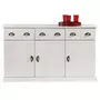 IDIMEX Buffet PARIS commode bahut vaisselier avec 3 portes battantes et 3 tiroirs pin massif lasuré blanc