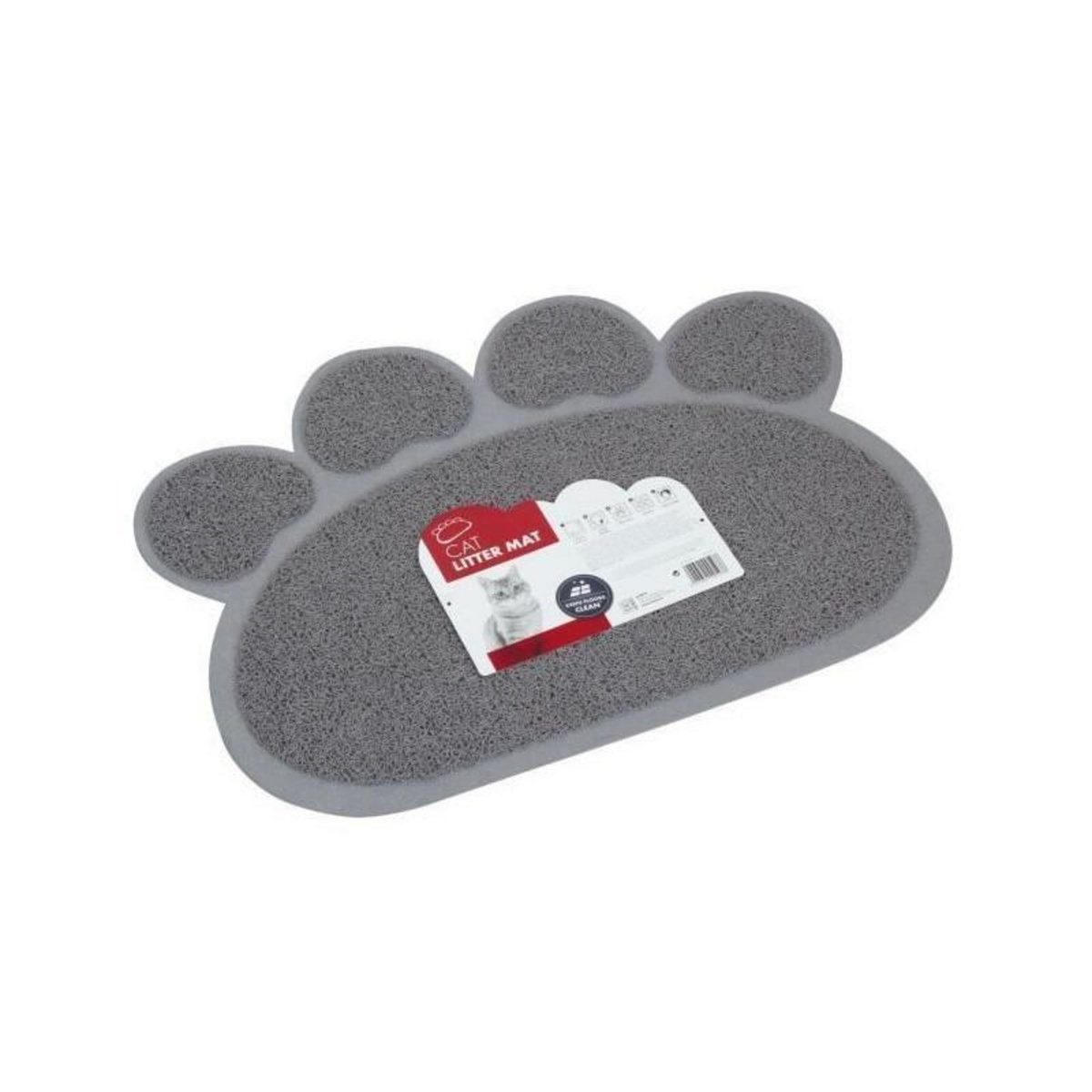 M PETS MPETS Tapis sortie maison de toilette Paw - Pour chat - 60x45cm - Gris