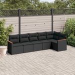 VIDAXL Salon de jardin 6 pcs avec coussins noir resine tressee